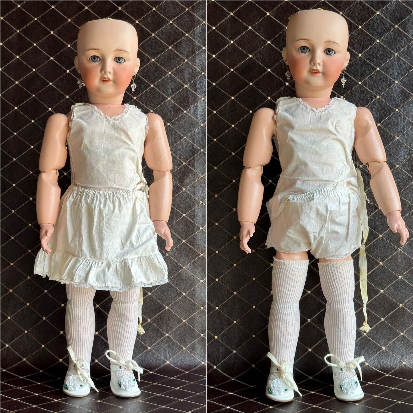 Large Antique French 26” SFBJ 301 Bisque Head Bride Doll Working Crier