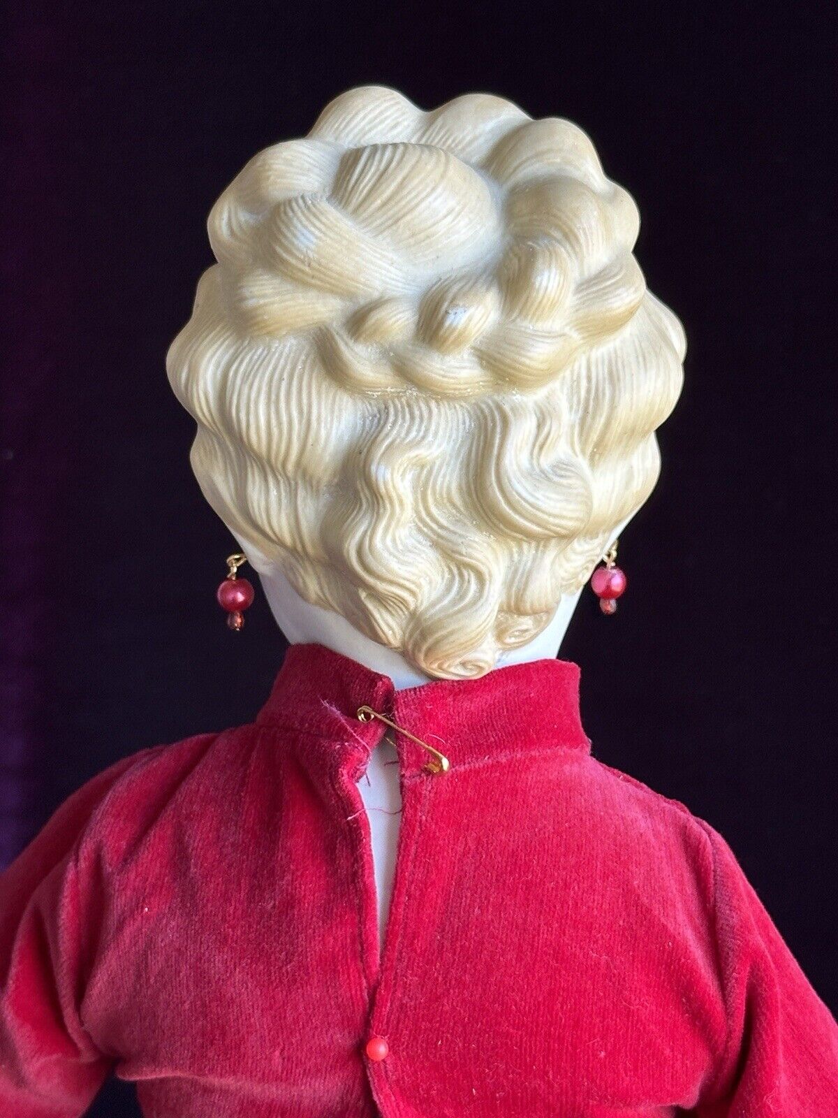 Very Rare Antique German 22” Parian Bisque Turned Head Pierced Ears Lady Doll