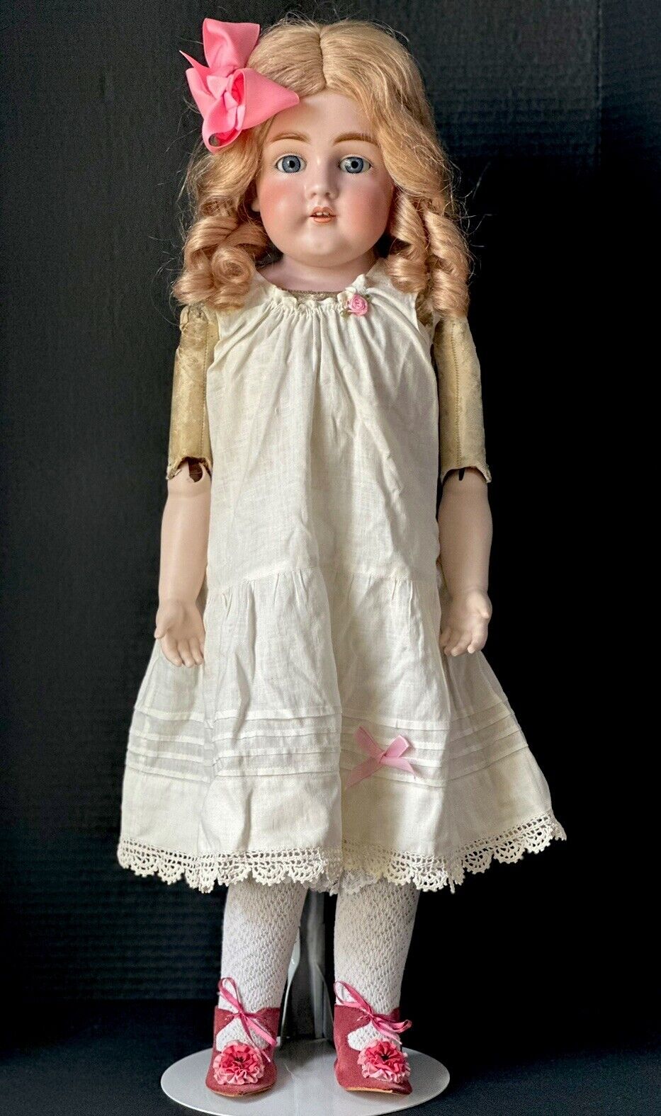 Antique JDK Kestner Mold 154 Bisque Head/Shoulder Leather Body 26” Doll