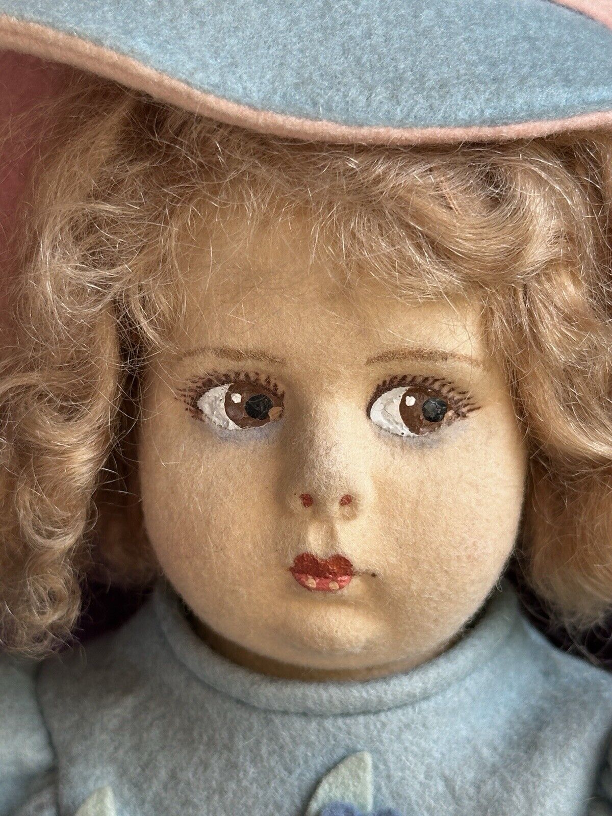 Vintage Italian All Original 12” Lenci 111/2000 Series Felt Cloth Doll Tagged