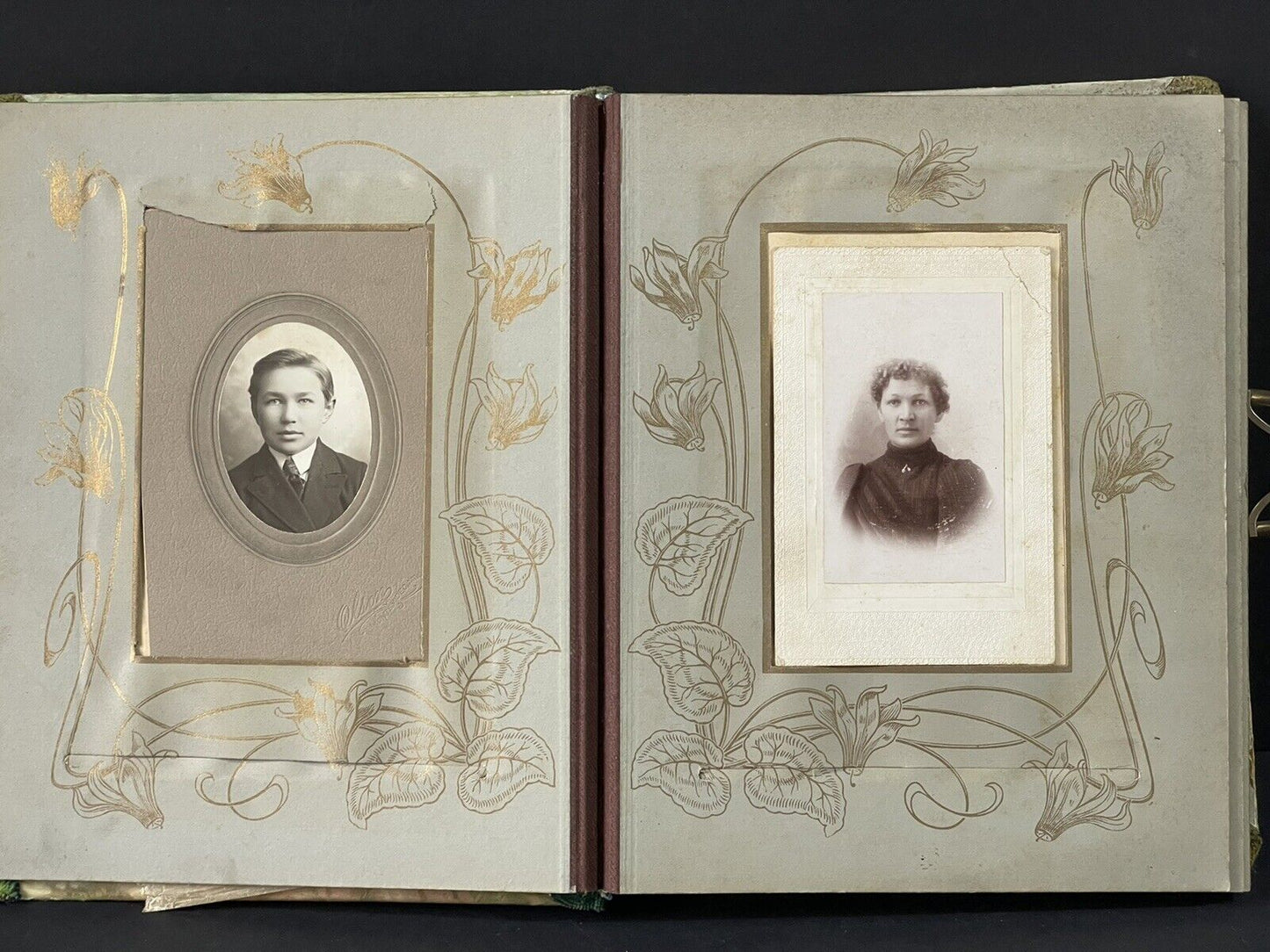 Antique Swiss (?) Celluloid Photo Album with Antique Photos