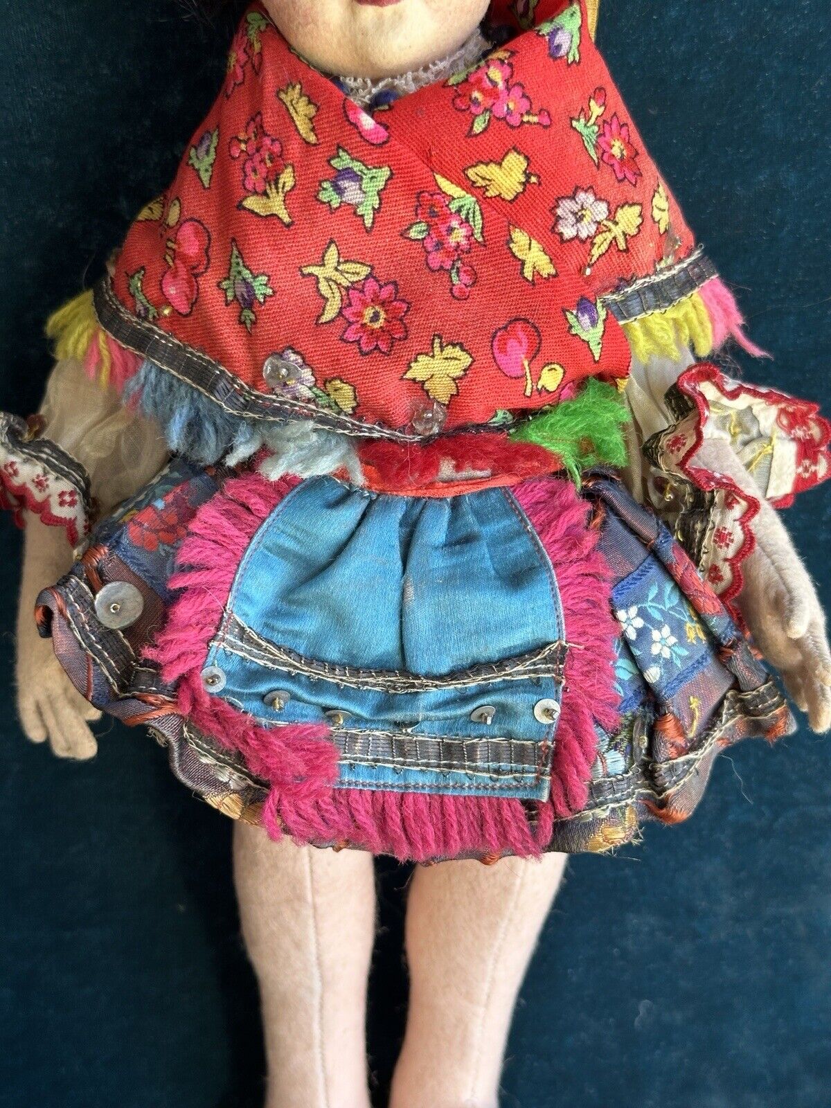 Very Rare 14” Vintage Lenci Portrait (?) Ethnic Felt Boudoir Style Doll