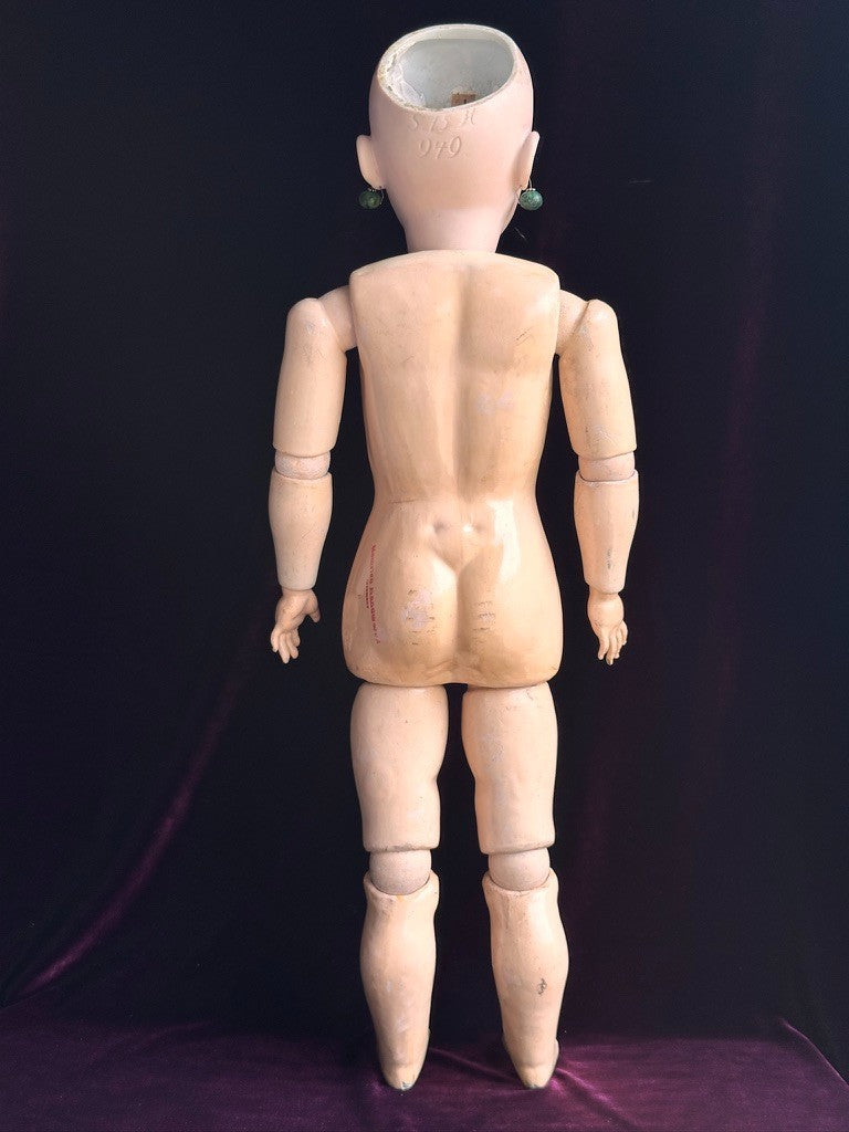 Large Antique German 28” Simon Halbig 949 Bisque Head Open Mouth Doll