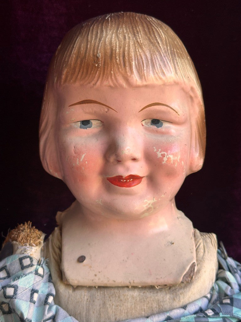 Antique American 31” Elektra (?) Amberg (?) Composition Character Girl Doll
