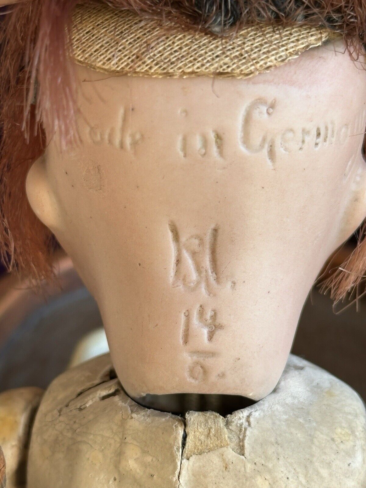 Antique German 8” Hermann Steiner Miniature Bisque Head Baby Doll