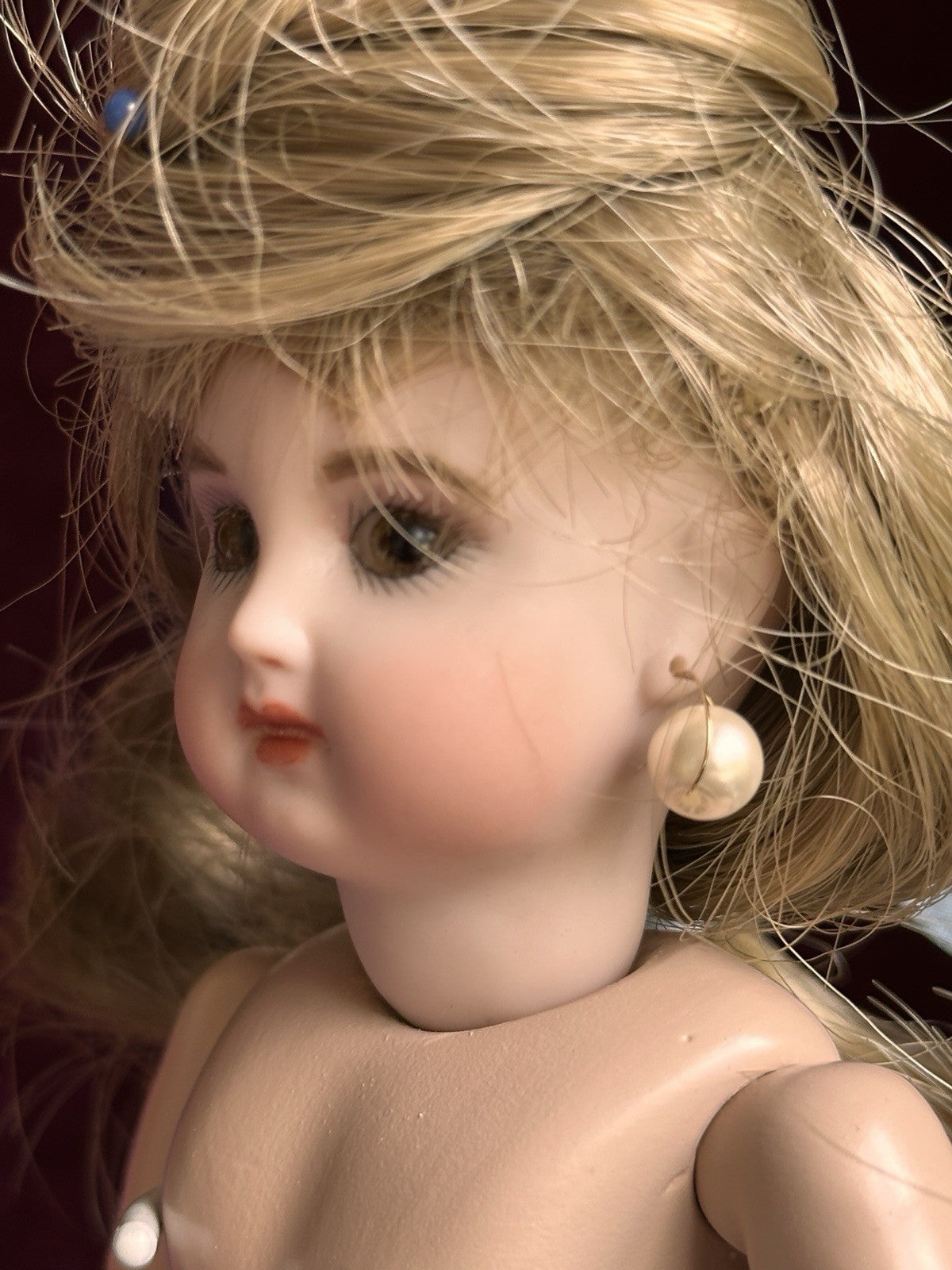 Porcelain Compo Petite 8” Reproduction of Antique French Jumeau Doll