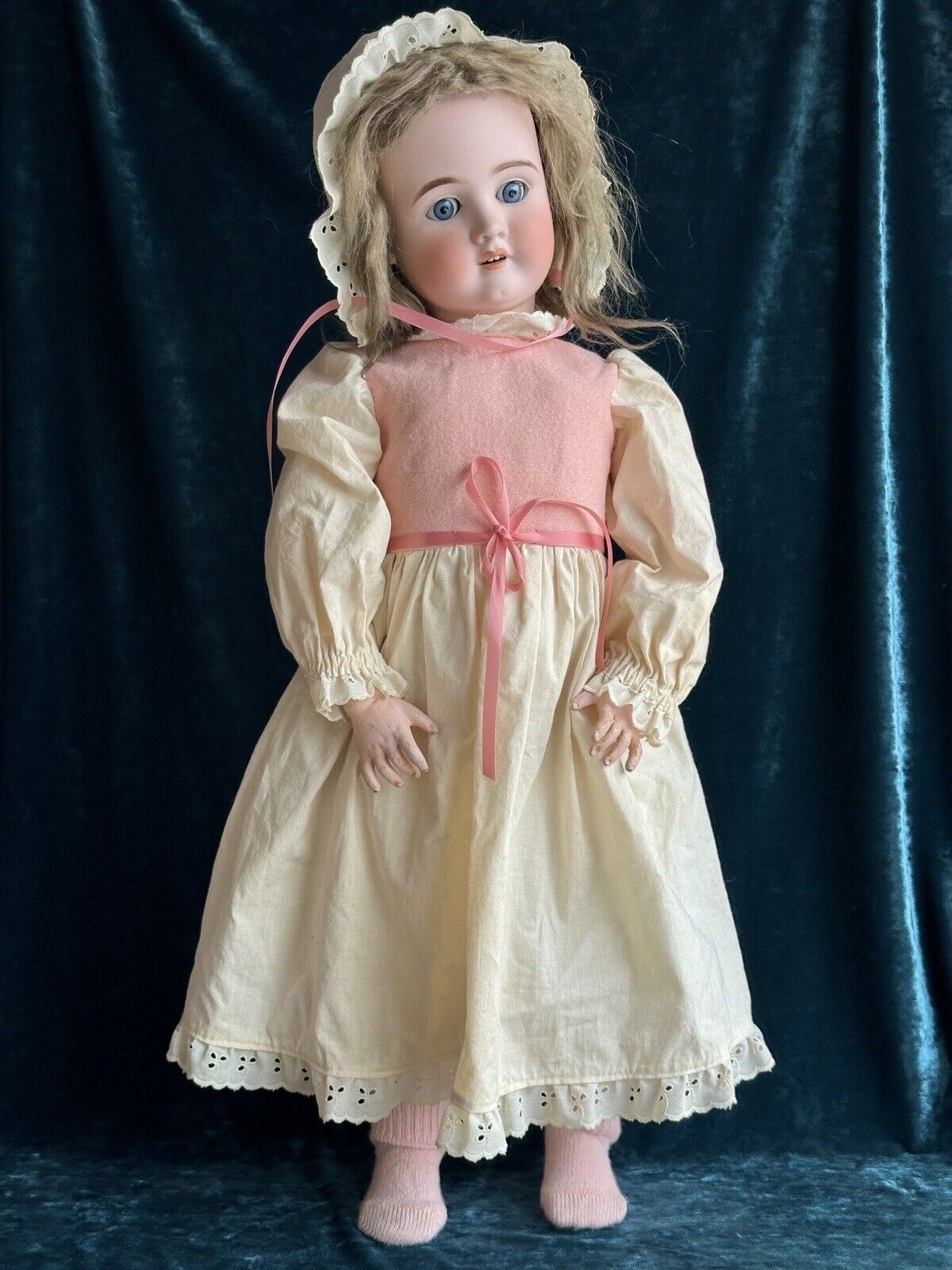 Large Antique German 31” Swaine & Co (?) Bisque Head Child Doll