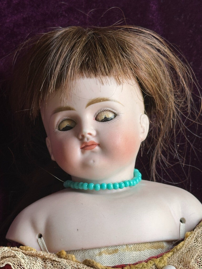 Antique German 16” Early Kestner Alphabet Series Closed Mouth Bisque Head Doll