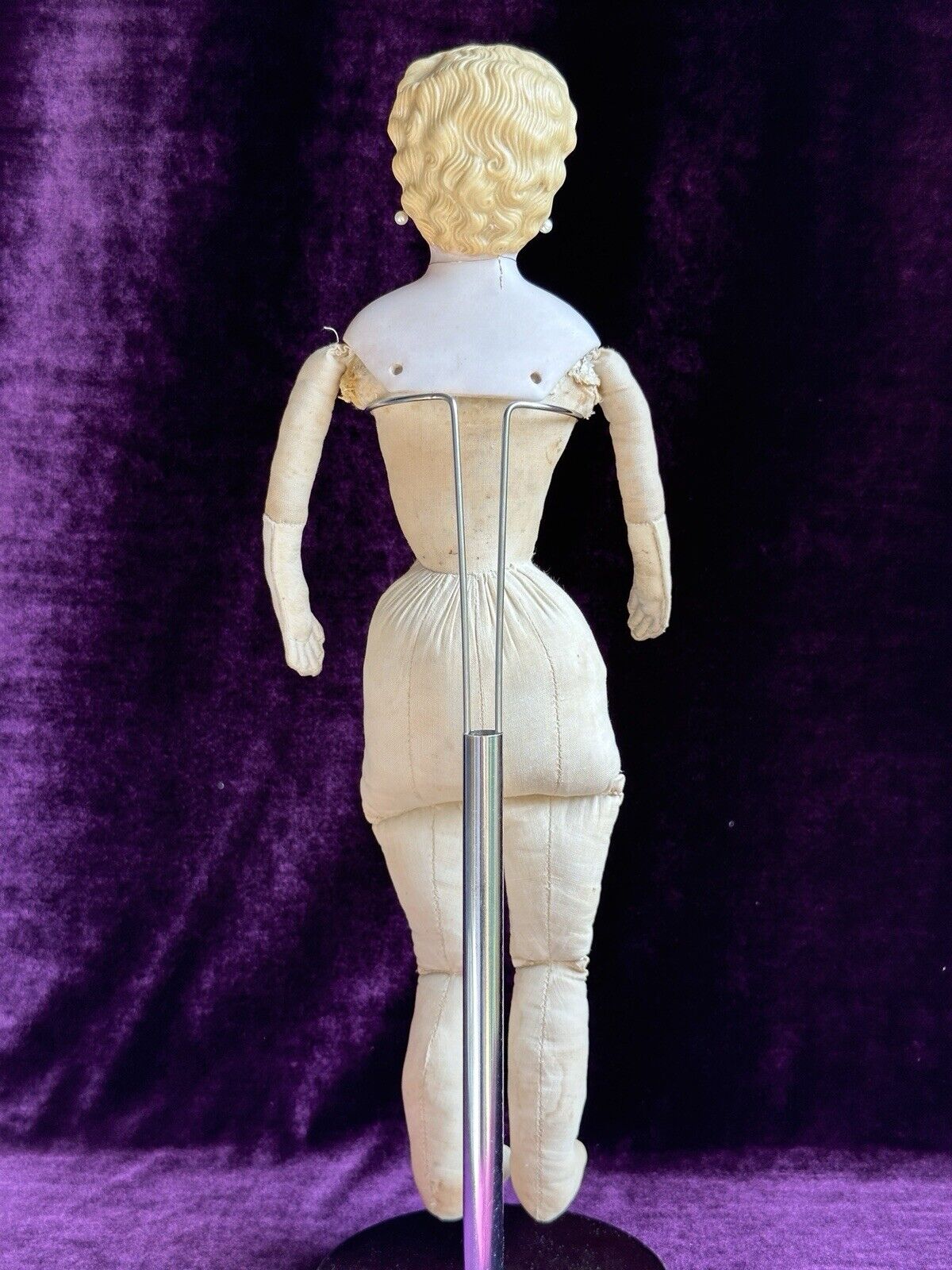 Rare Antique German 15” Parian China Bisque Shoulder Head Fashion Doll