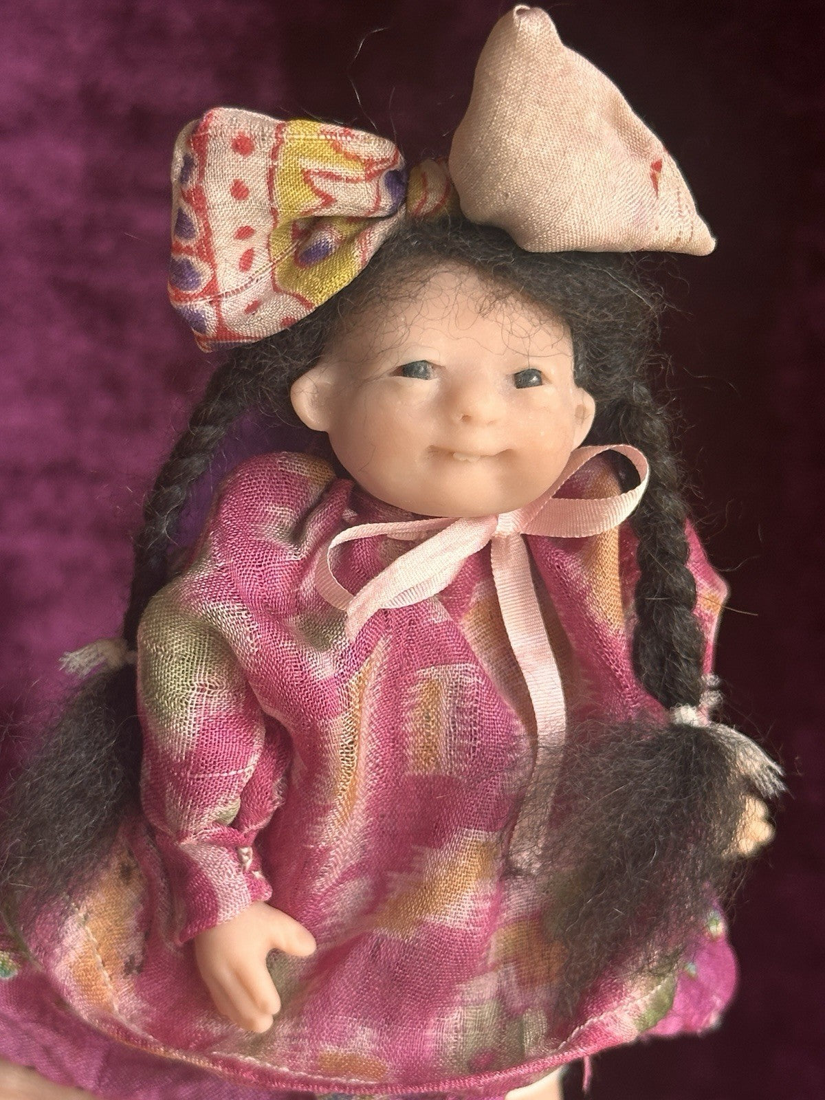 OOAK Miniature Handmade Elizabeth Cooper 6” Polymer Clay Cloth Girl Doll