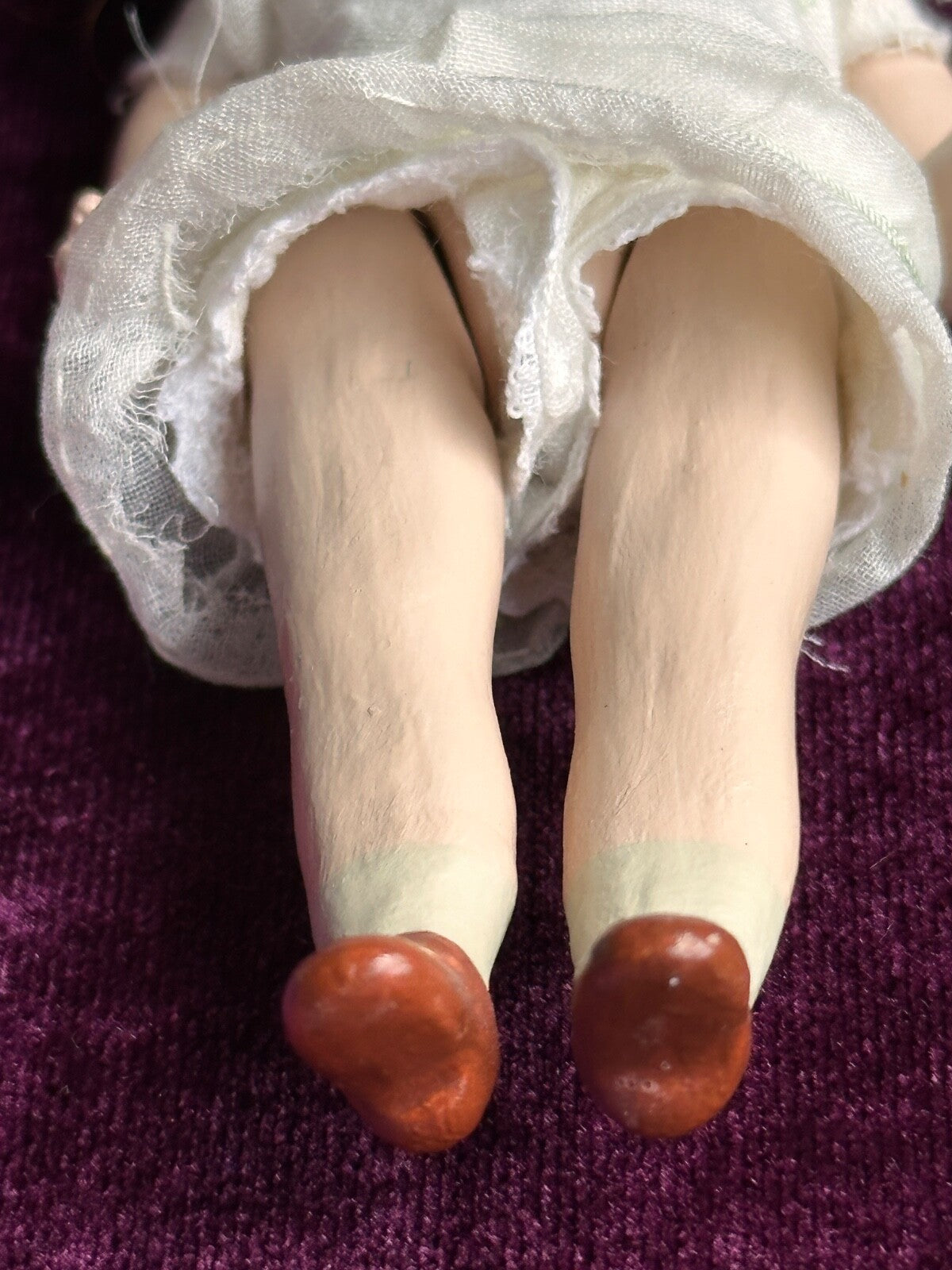 Miniature 4.5” Reproduction of French Bleuette Dollhouse Doll in Trunk + Extra