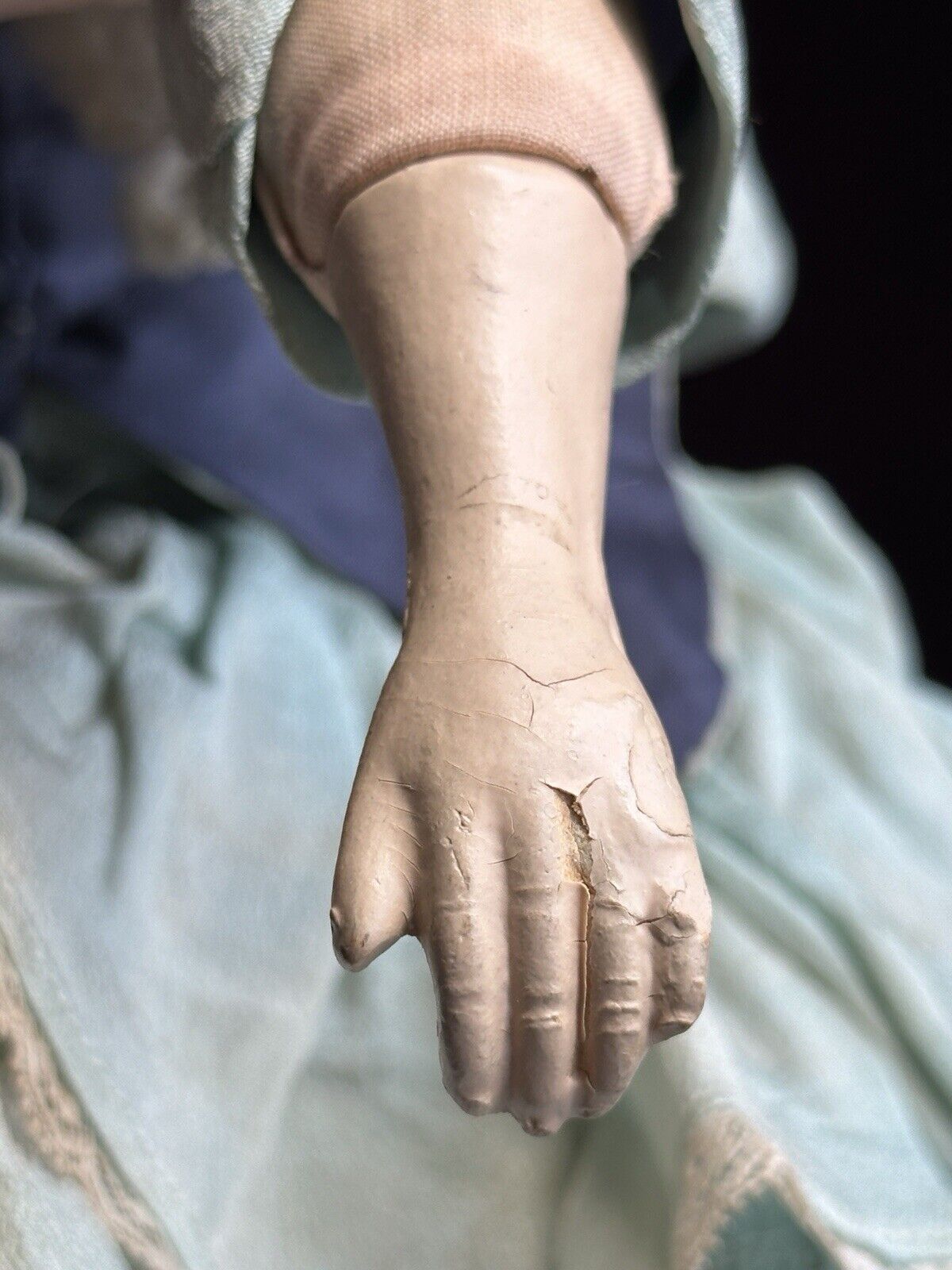 Rare Antique 27" Composition Cloth Art Deco Style French Boudoir Doll Glass Eye