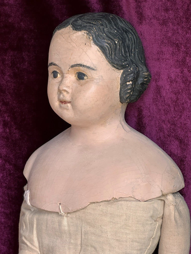 Antique American 26.5” Pre-Greiner Papier Mache Doll