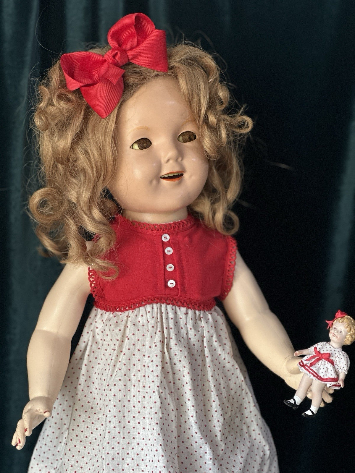 Vintage IDEAL All Composition Shirley Temple 27” Doll Flirty Eyes