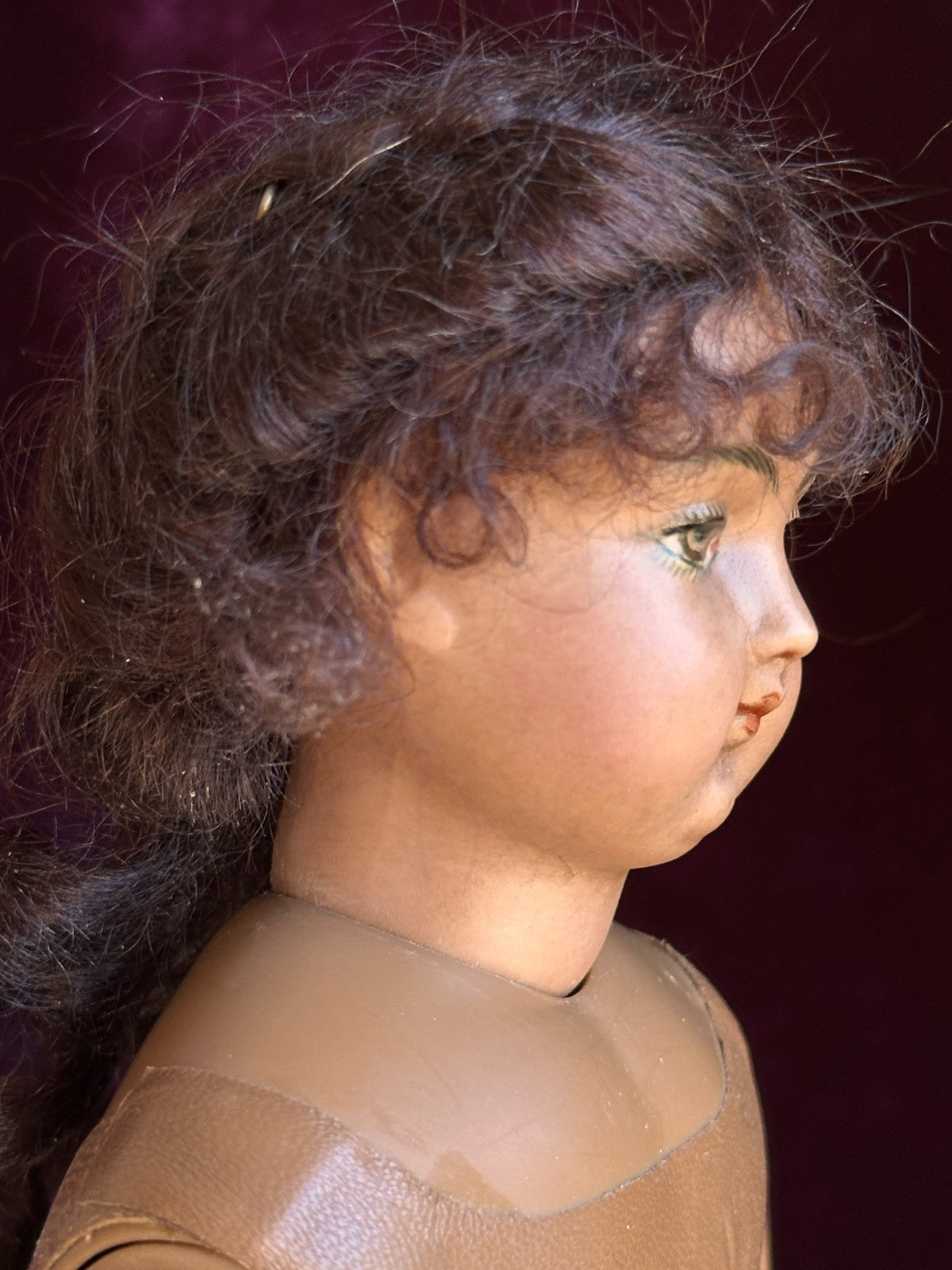 Rare 15” Dark Complexion Porcelain Repro of Antique French Huret Fashion Doll
