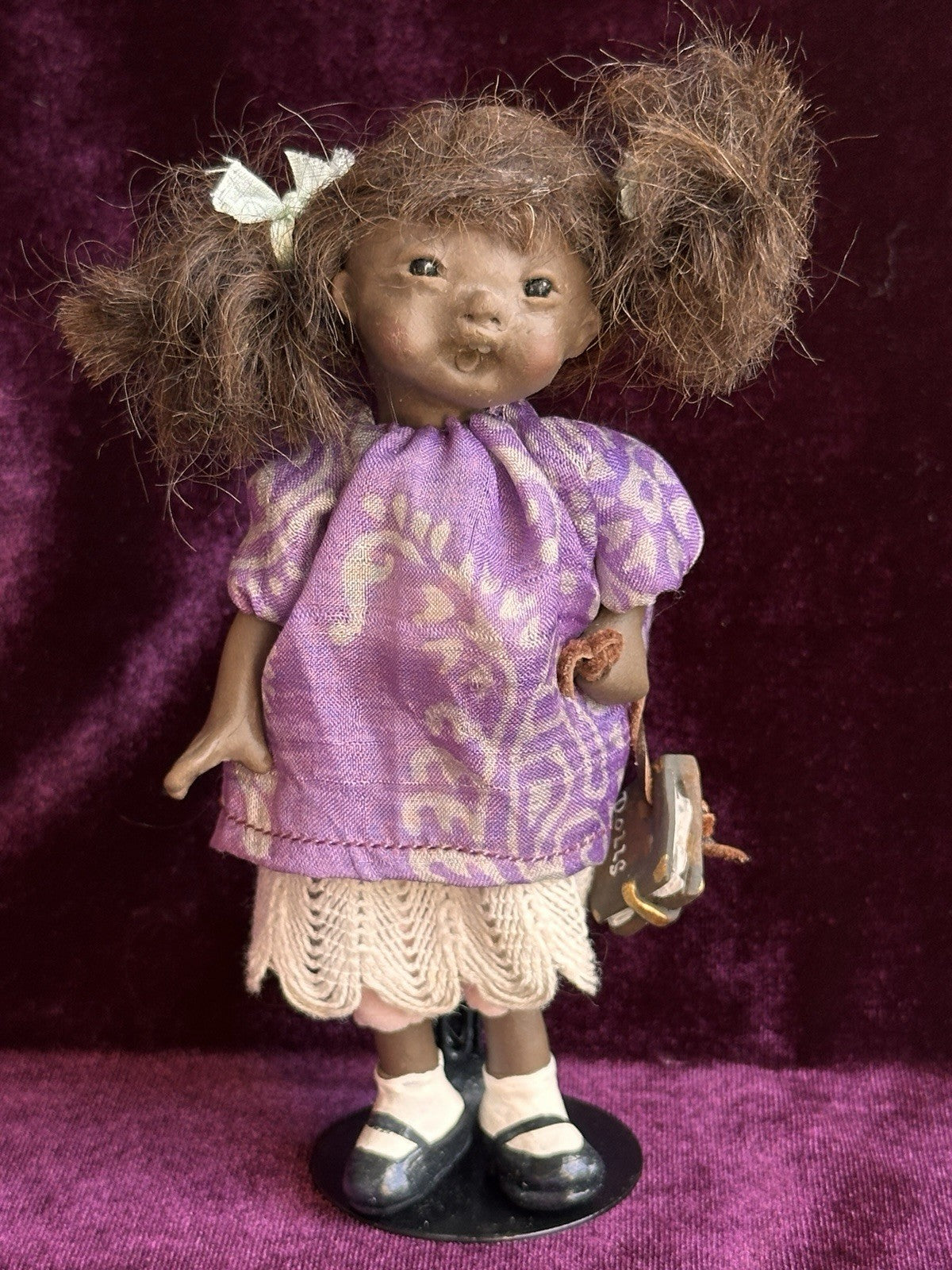 OOAK Miniature Handmade Elizabeth Cooper Polymer Clay Cloth African Girl Doll