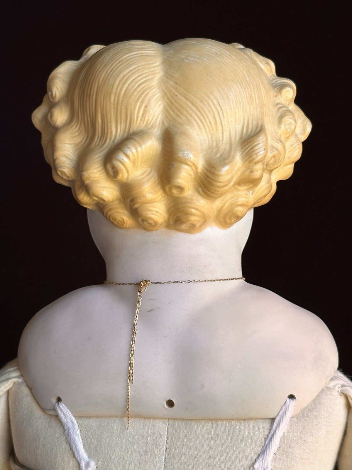 Large Antique German 26” ABG (?) Bisque Parian China Fashion Doll w/ Glass Eyes