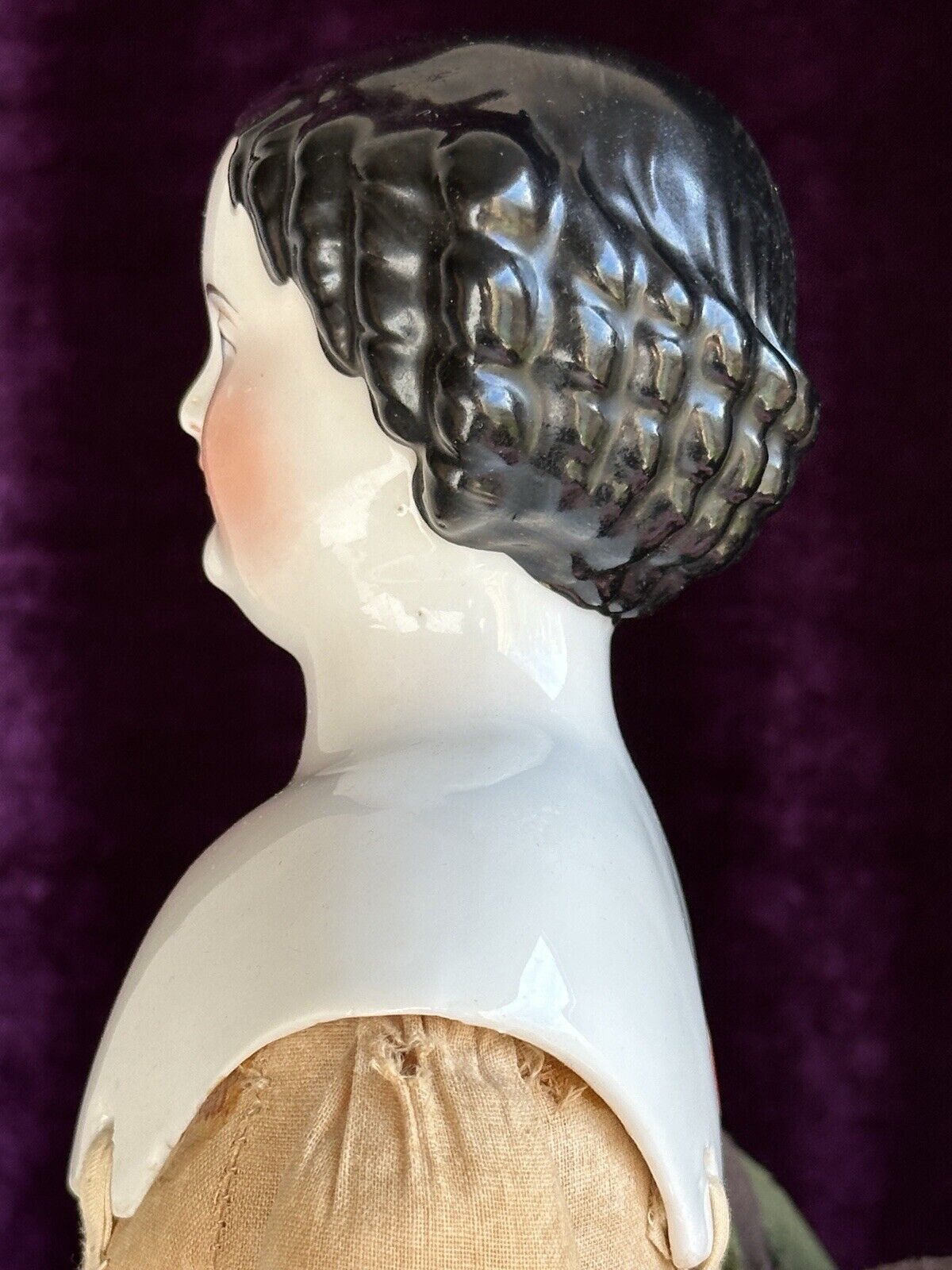 Antique German 20” Flat Top Highbrow China Shoulder Head Doll