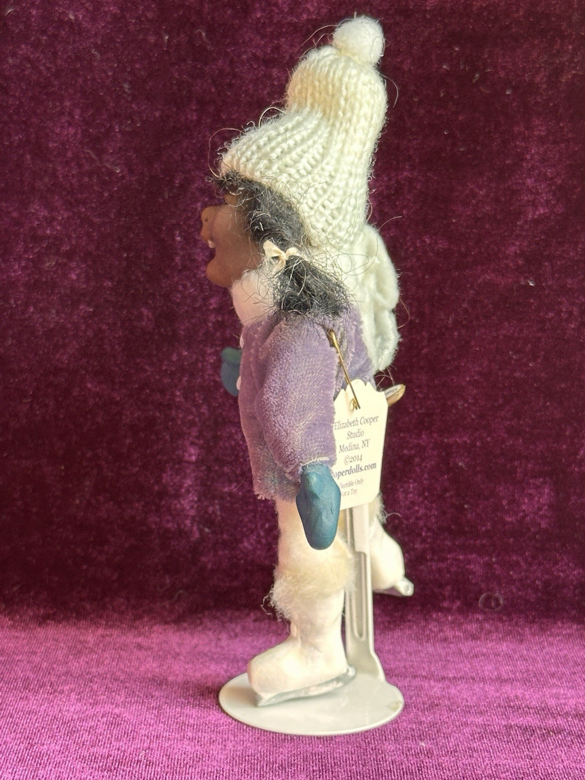 OOAK Miniature Elizabeth Cooper 6” Polymer Clay Cloth African American Girl Doll