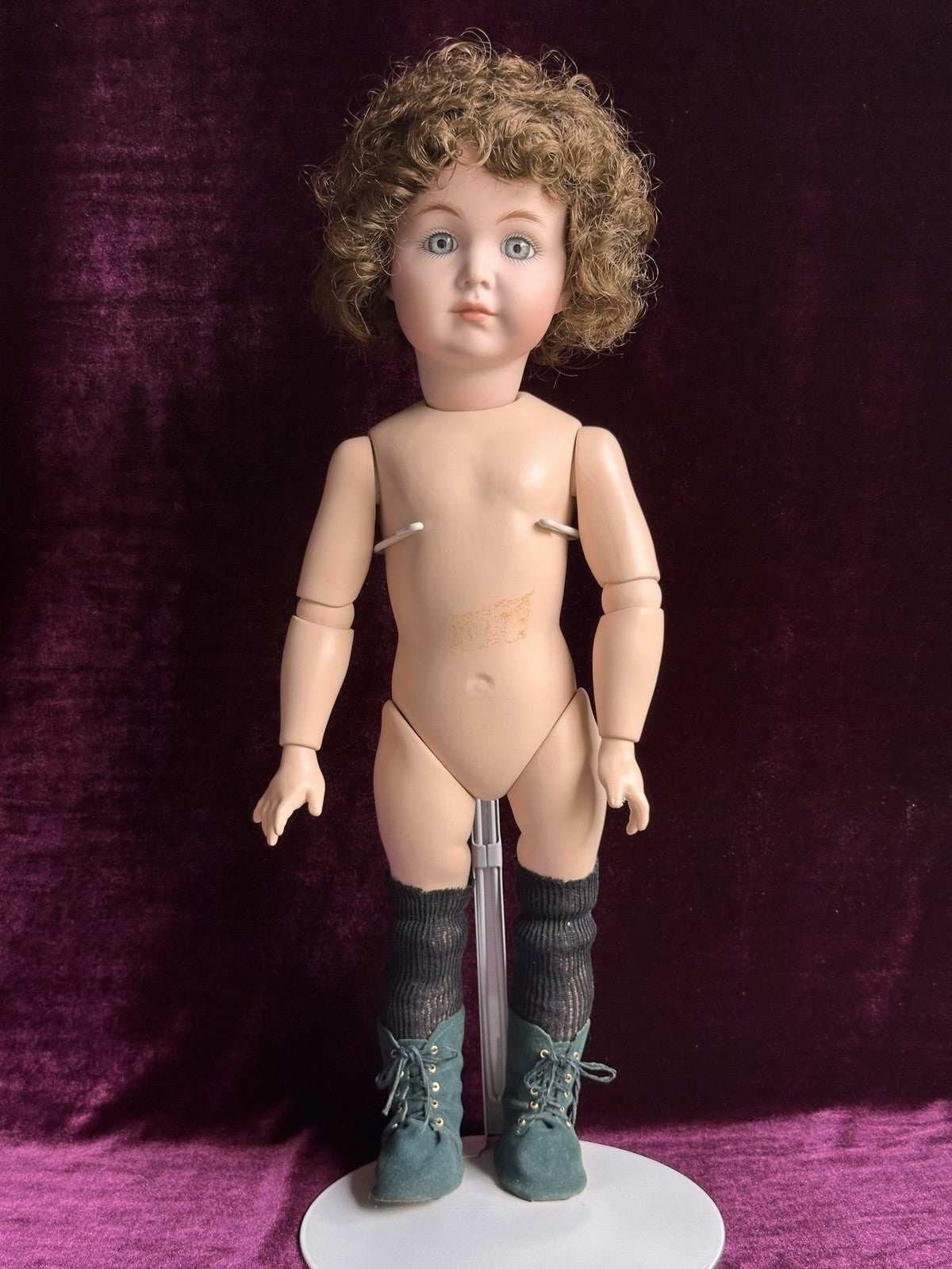 Vintage 18” Porcelain Composition Reproduction of Antique Simon Halbig Boy Doll