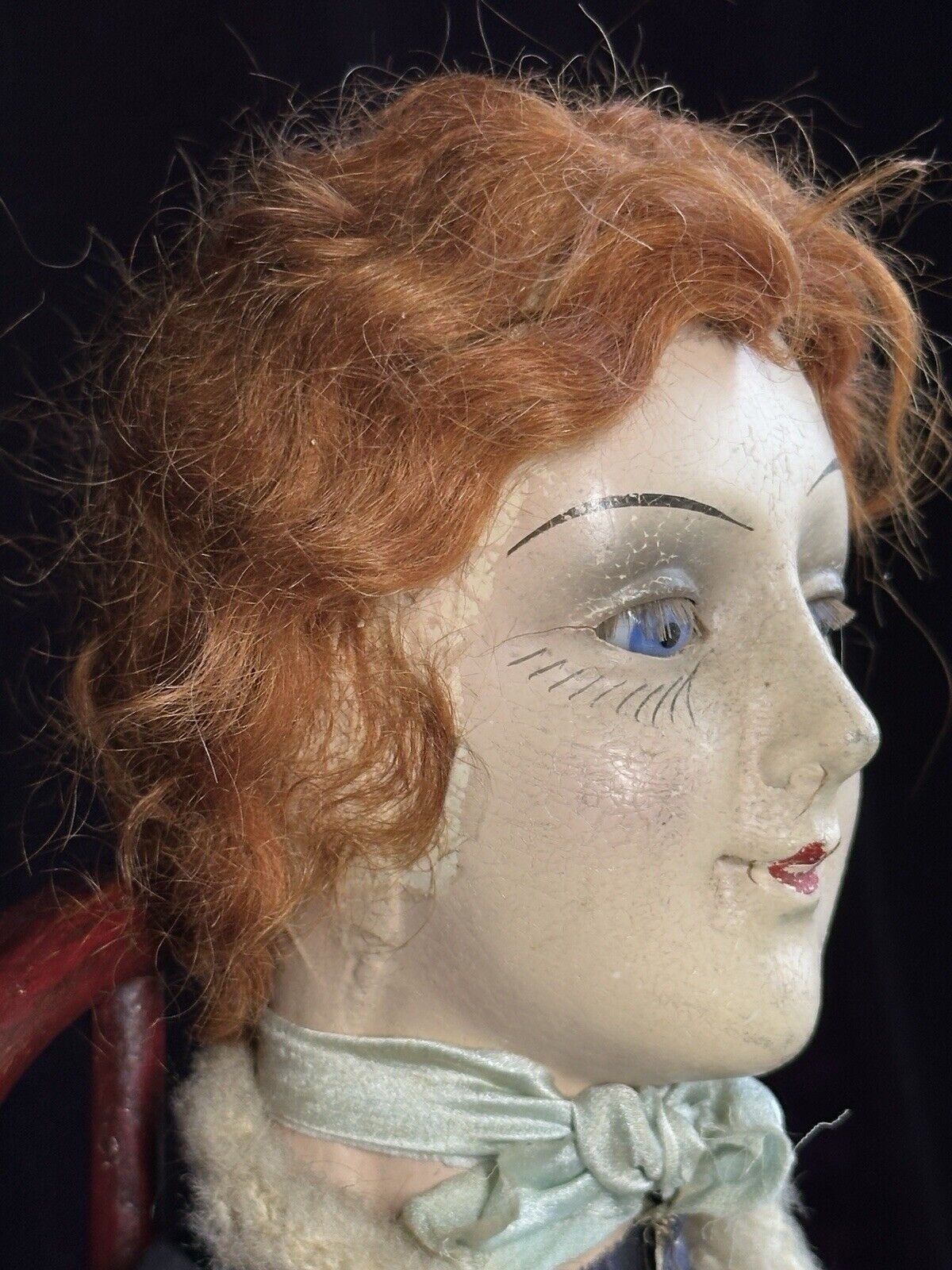 Rare Antique 27" Composition Cloth Art Deco Style French Boudoir Doll Glass Eye