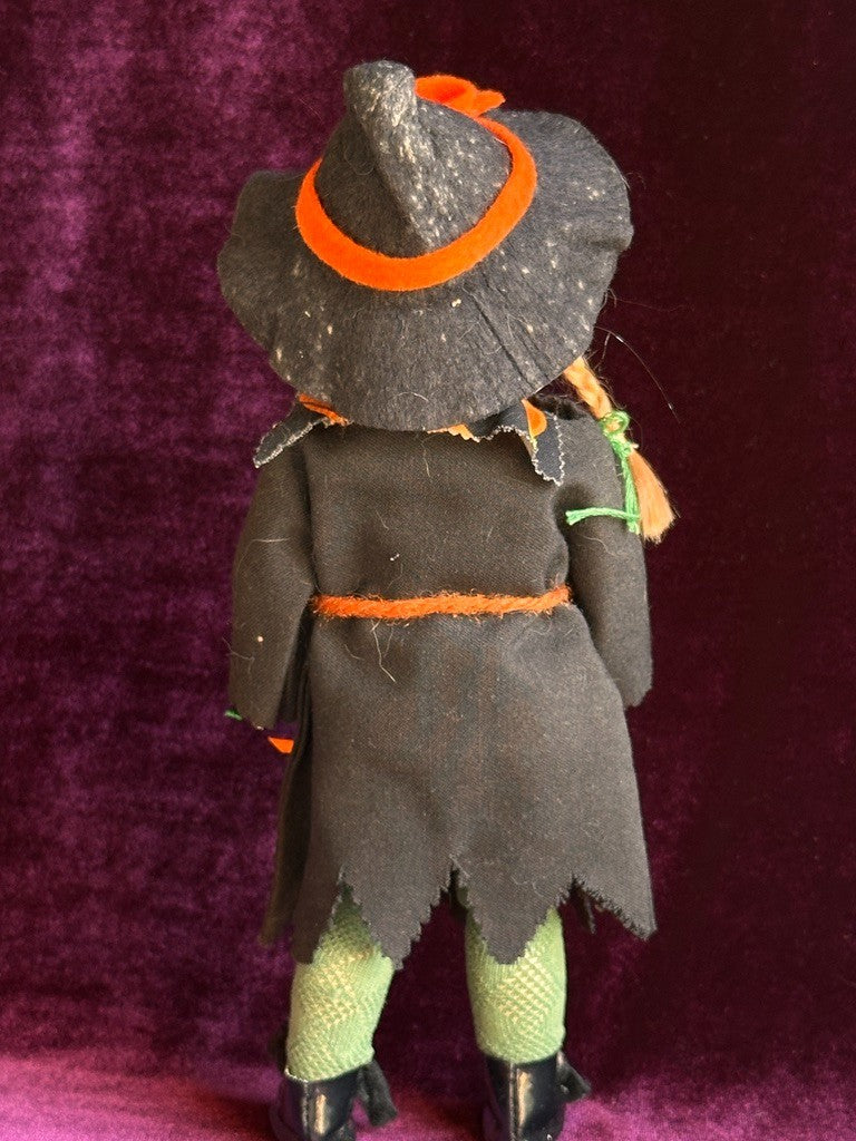 Porcelain/Composition UFDC (?) Artist Two-Faces 9.25" Halloween Girl/Witch Doll