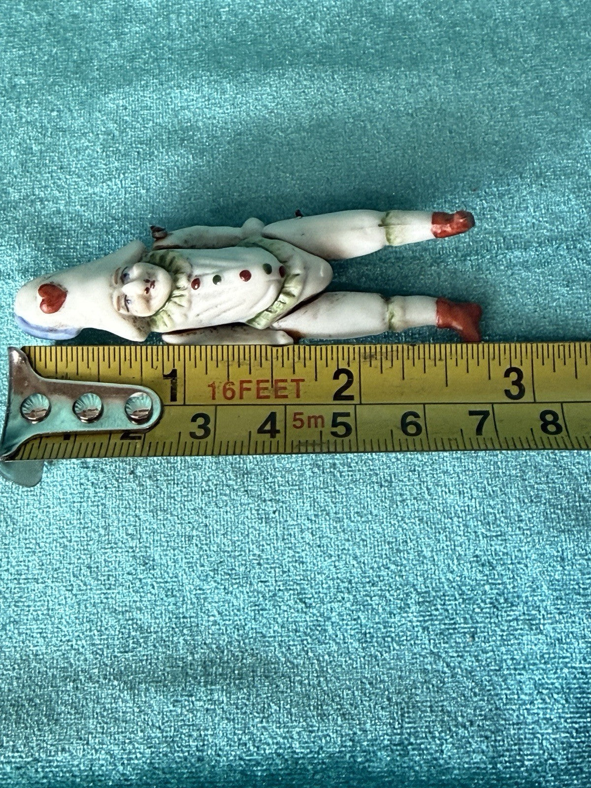 Antique German 2.75” All Bisque Mignonette Dollhouse Punchinello Character Doll