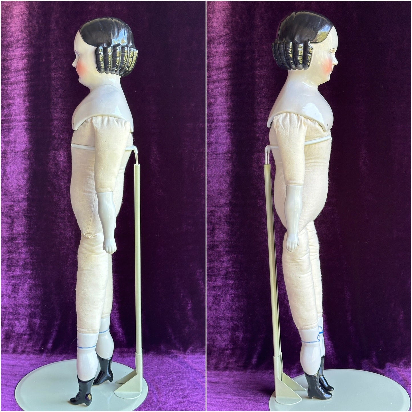 Large Antique German 25” Covered Wagon China Shoulder Head Doll