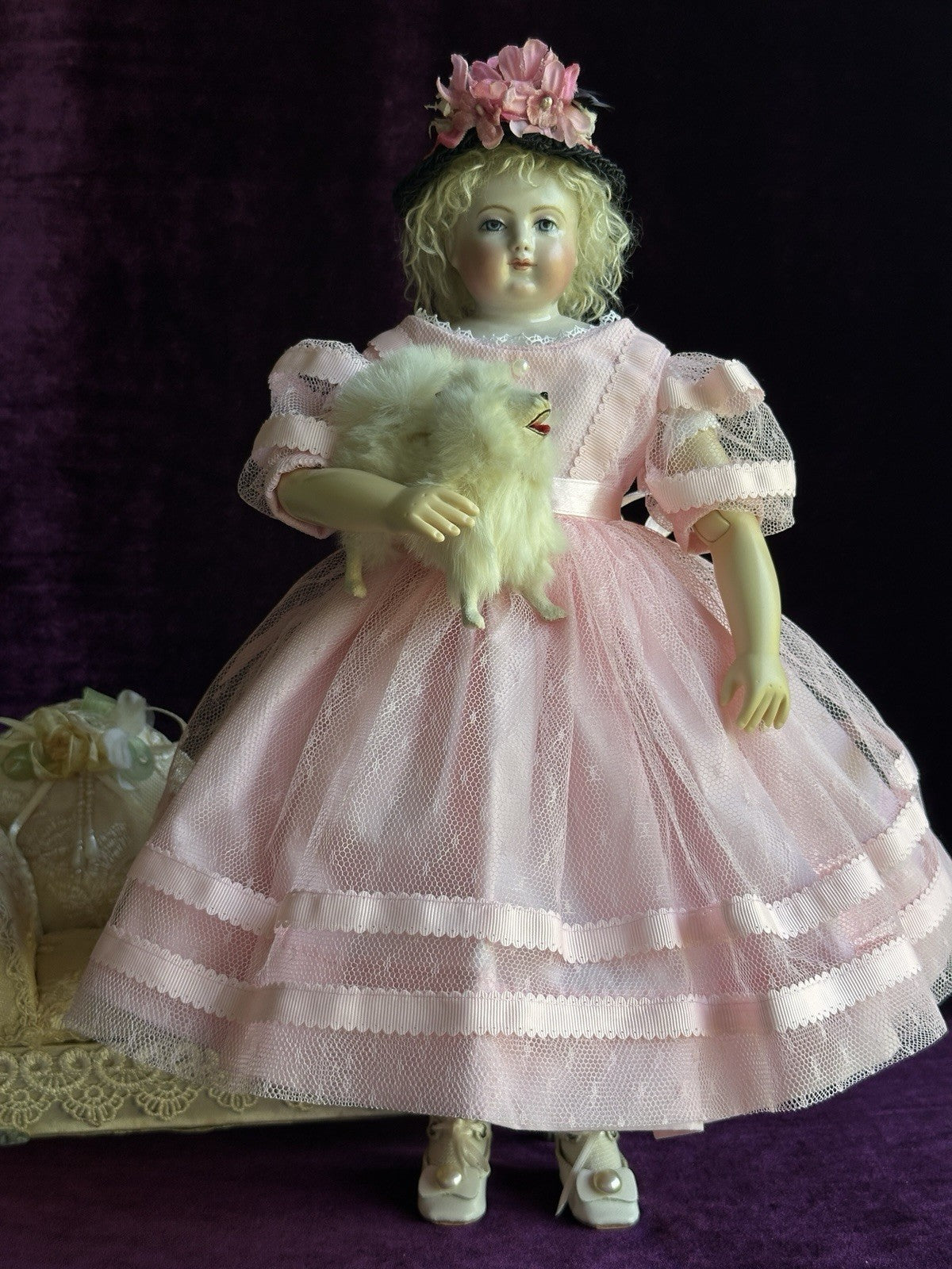 Collectible Porcelain Reproduction of Antique French Huret China Fashion Doll