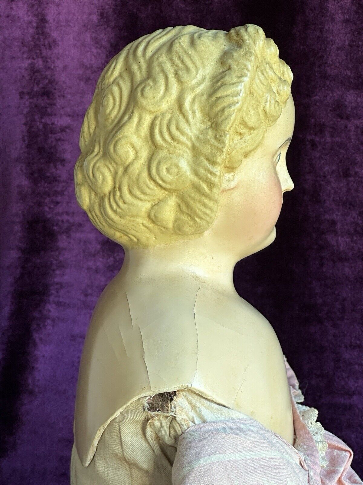 Large Antique American Greiner #10 Papier Mache Head Doll Restored by Emma Clear