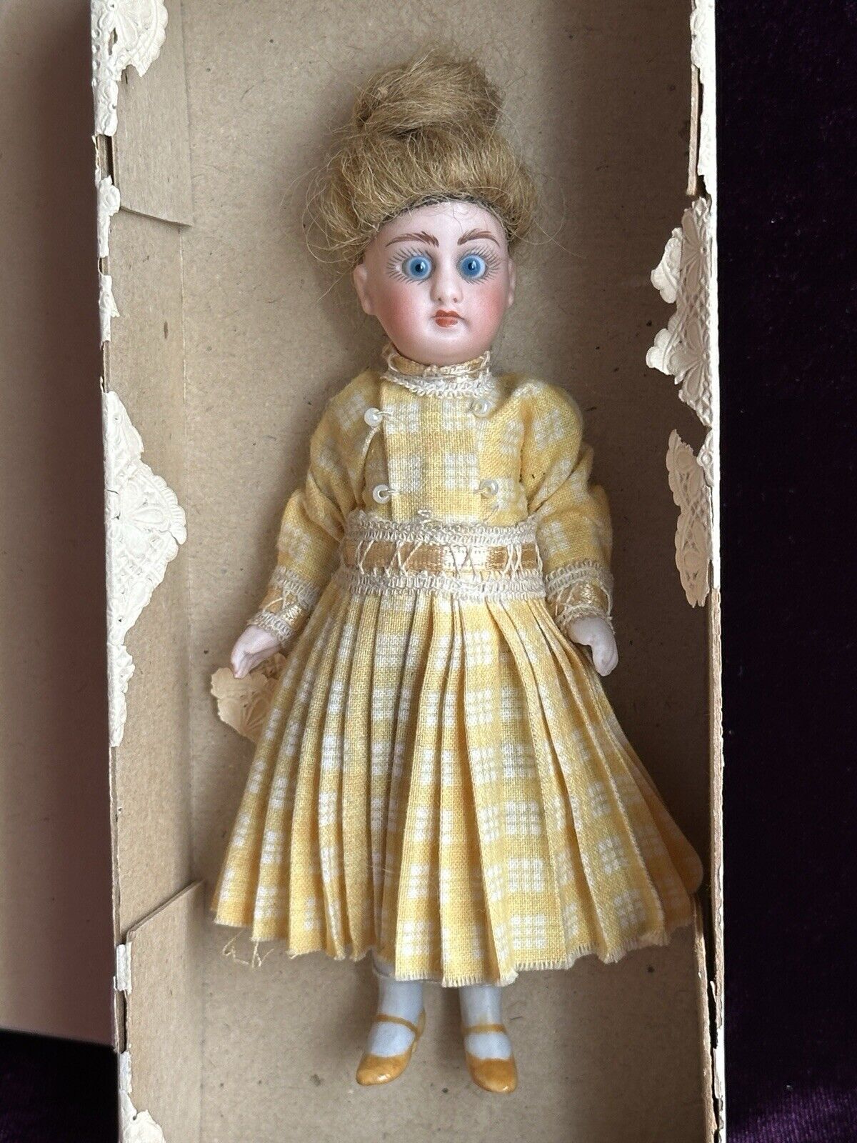 Rare Antique German Hertwig All Bisque Googly/Surprised Eyes Doll in Box