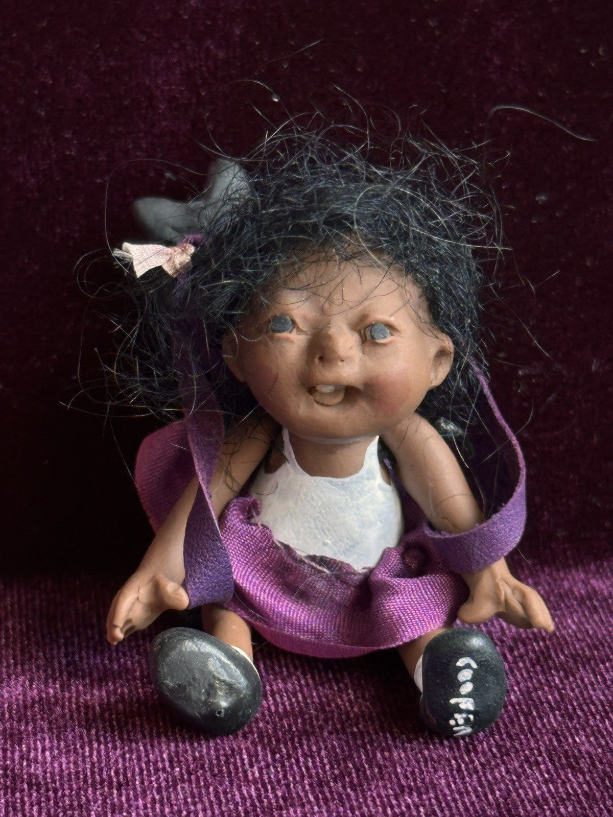 OOAK Miniature 2.75” Handmade Elizabeth Cooper Polymer Clay Girl Doll