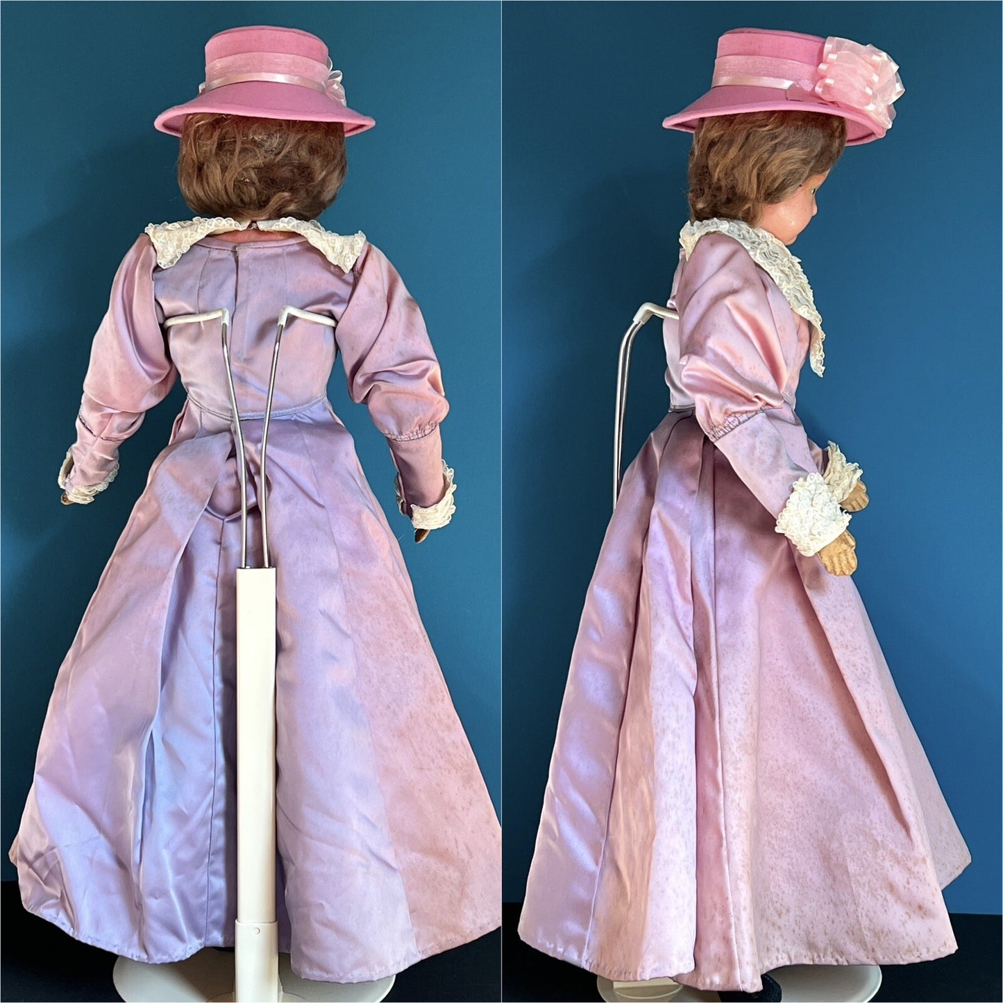 Antique German 23” Wax Over Papier Mache Sleepy Eye Fashion Doll
