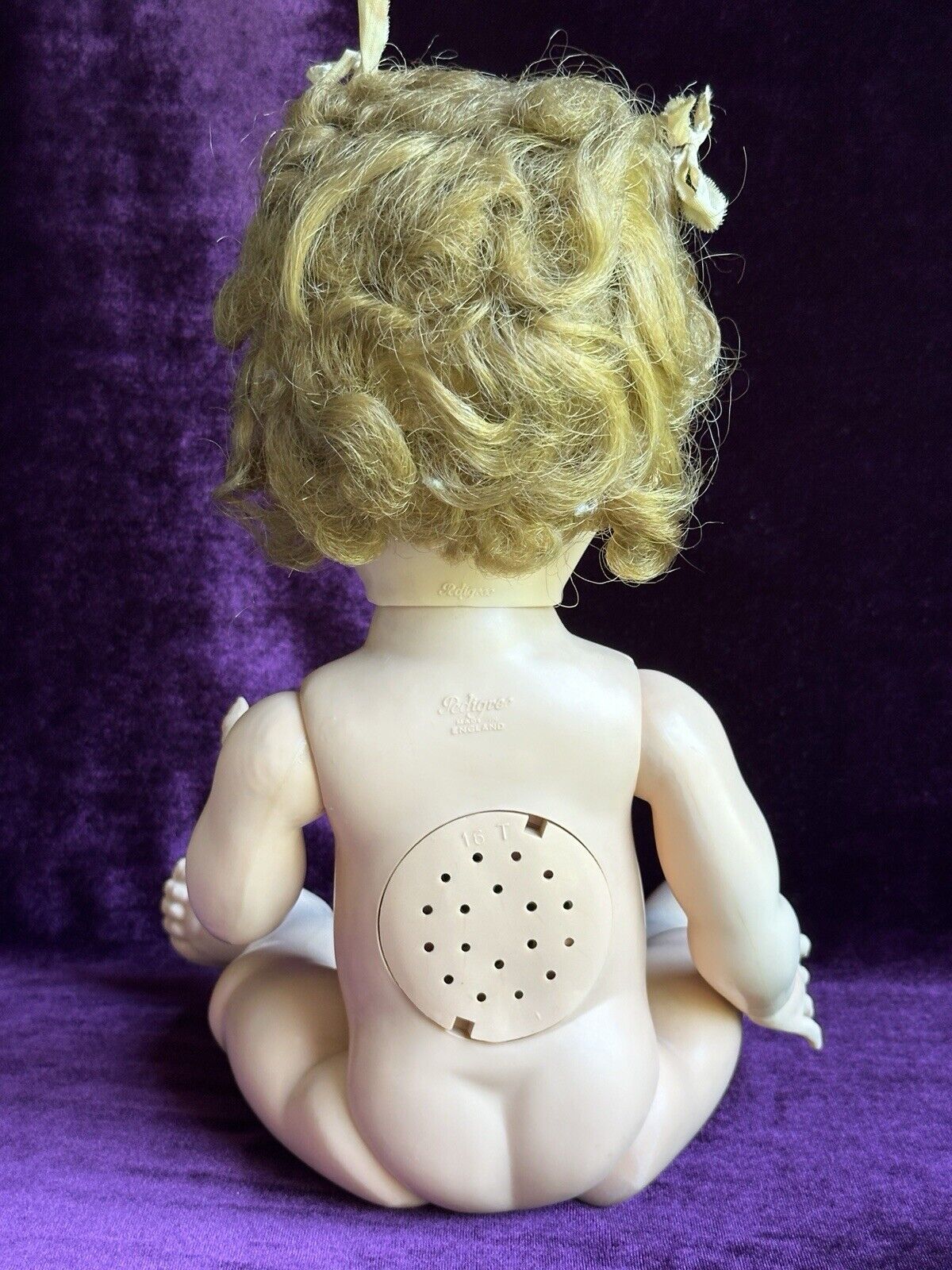 Vintage Plastic 16” Pedigree Made in England Flirty Eyes Toddler Doll
