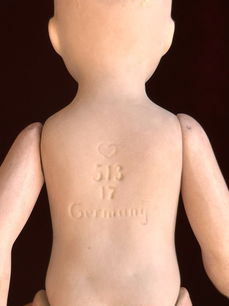 Rare Antique German 6.75” Bahr & Proschild 513 All Bisque Flapper Dollhouse Doll