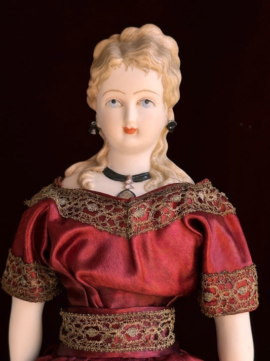 Vintage 16” Porcelain Parian China Pierced Ears Fashion Doll