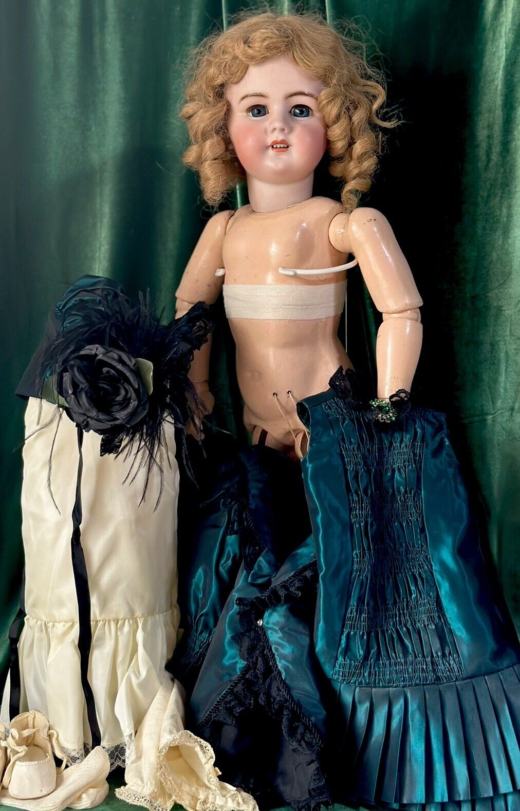 Antique Large 29” Department Jumeau Bisque Head Doll Working Voicebox