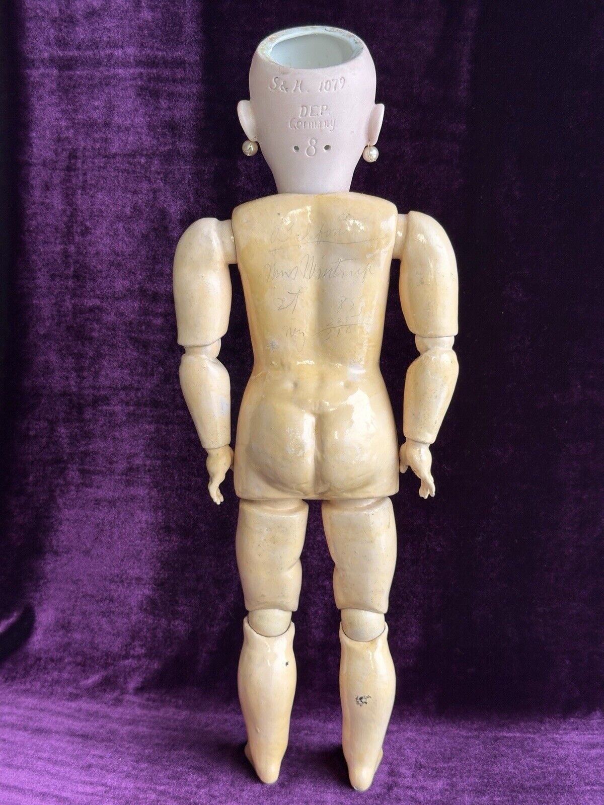 Antique German 20” Simon Halbig 1079 Dep Bisque Head Doll