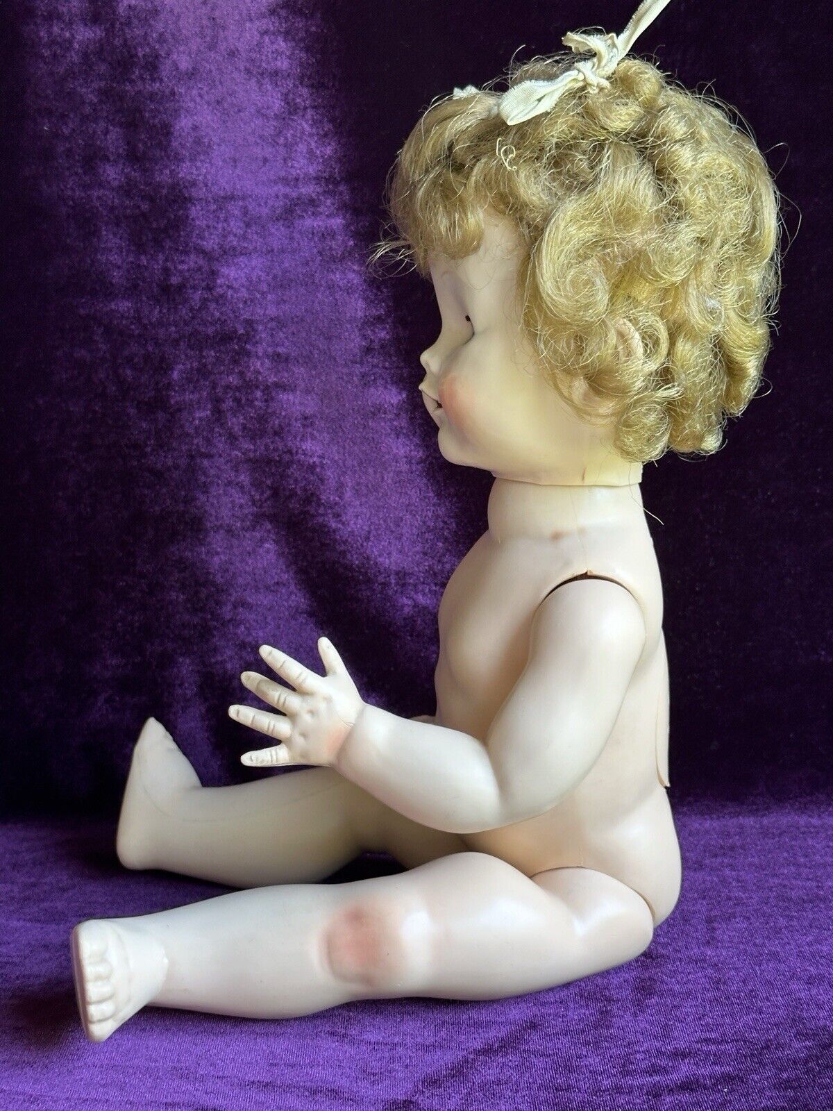 Vintage Plastic 16” Pedigree Made in England Flirty Eyes Toddler Doll