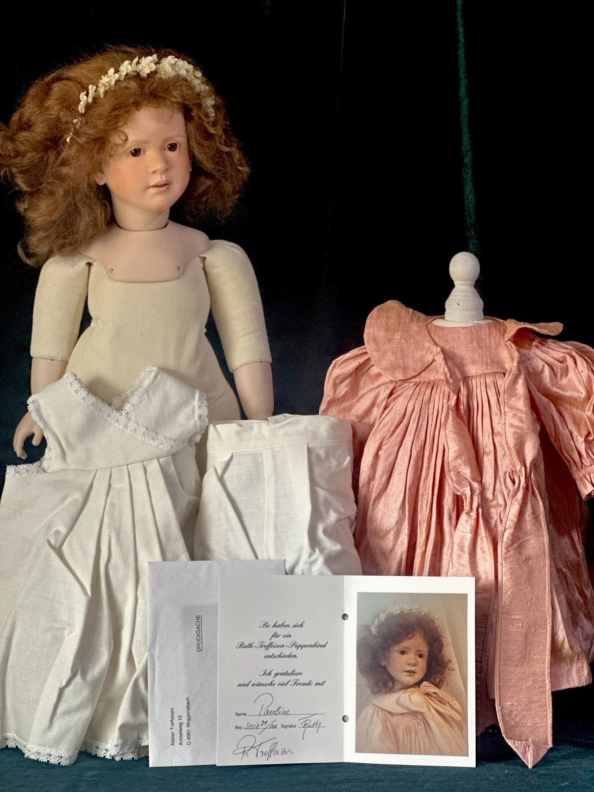 Collectible Artist 22” Porcelain Doll “Pauline” by Ruth Treffeisen LE 100 COA