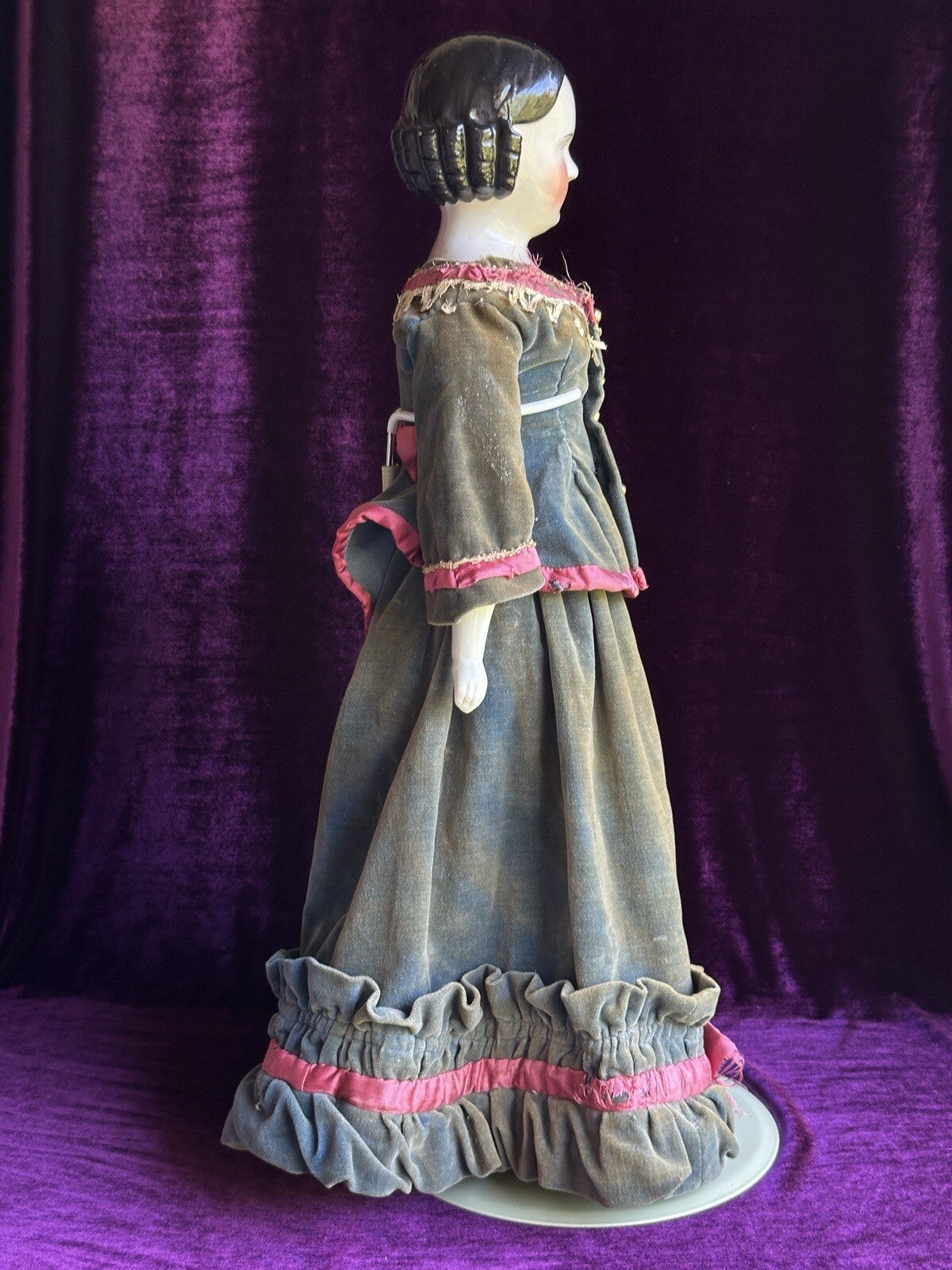 Large Antique German 25” Covered Wagon China Shoulder Head Doll