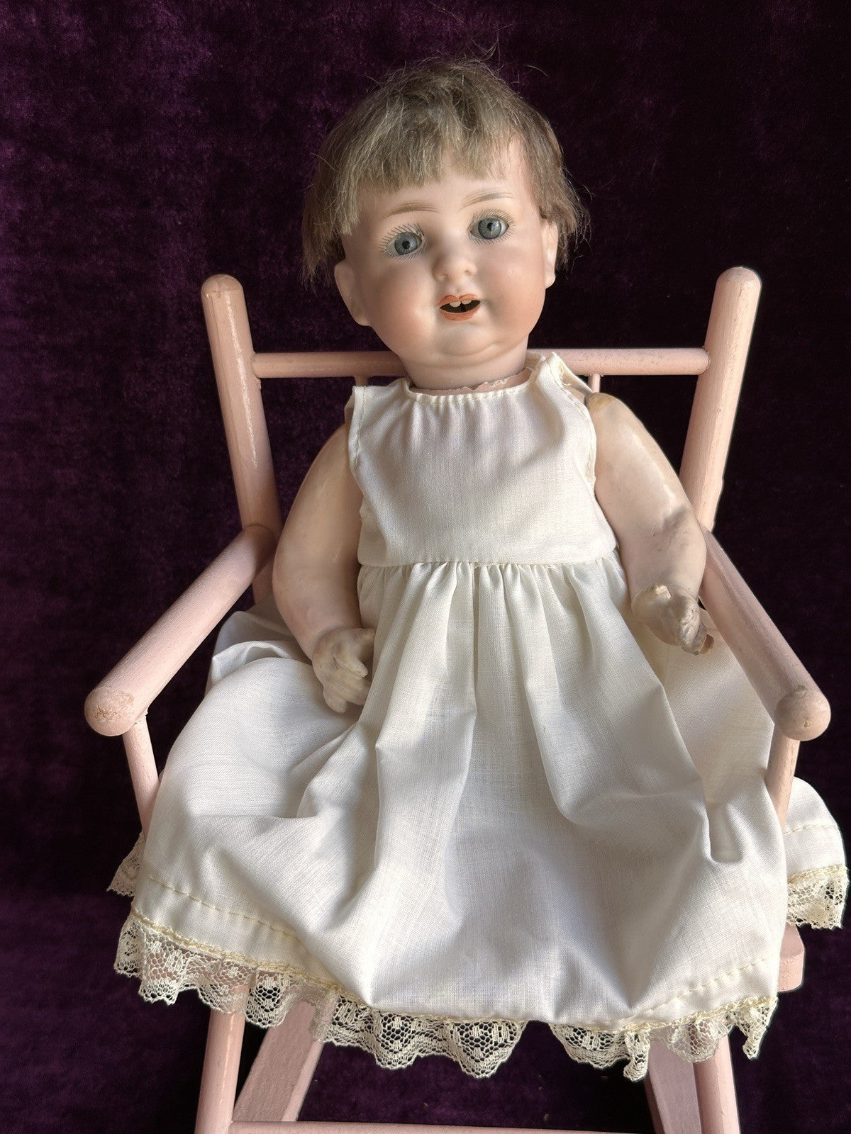 Antique German 11” Armand Marseille 980 Bisque Head Character Baby Doll