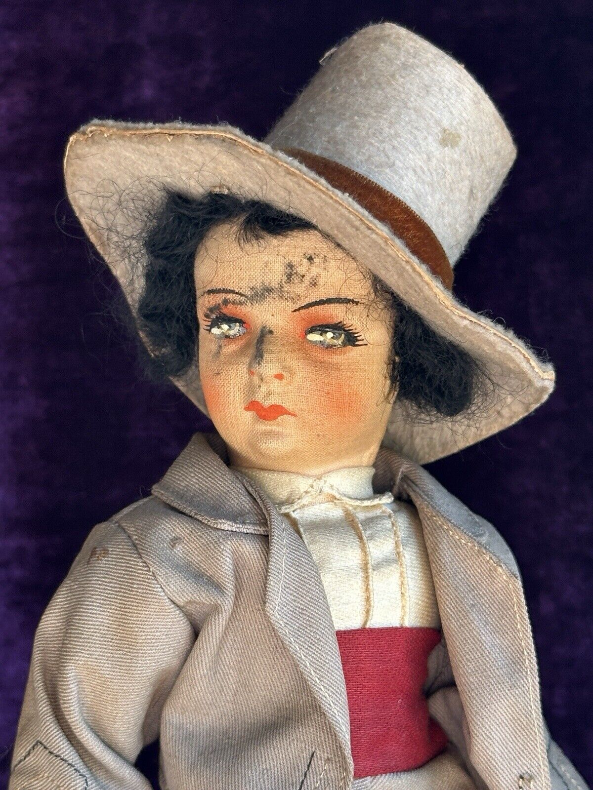 All Original Vintage Early Spanish 10.5” Munecas Pages Hard Mask Cloth Doll