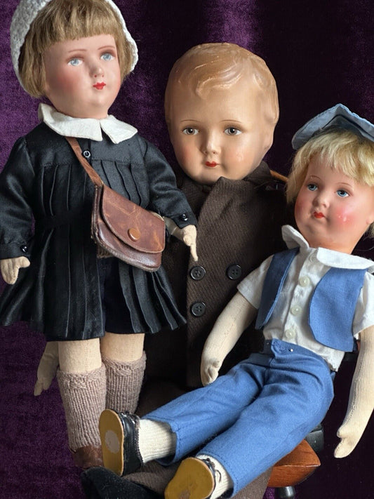Lot of 3 Vintage German (?) Composition (?) Head Dolls. Armand Marseille 449