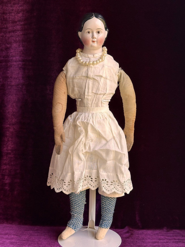 Antique German 20" Kloster Veilsdorf Greiner Style Brown Eyes China Head Doll