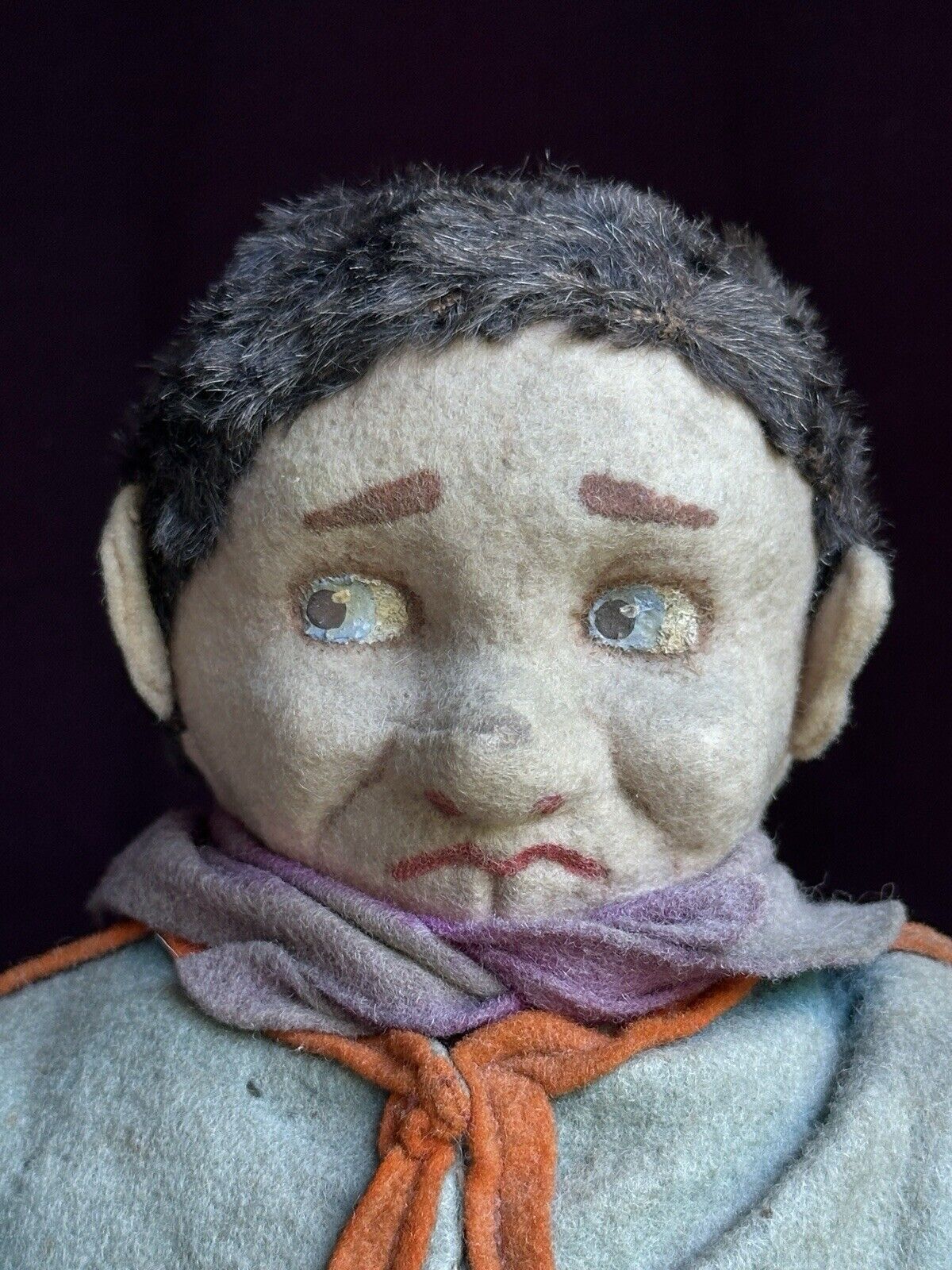 Rare Antique Italian Early Lenci 13.5" Whimsical Character Doll Metal Button