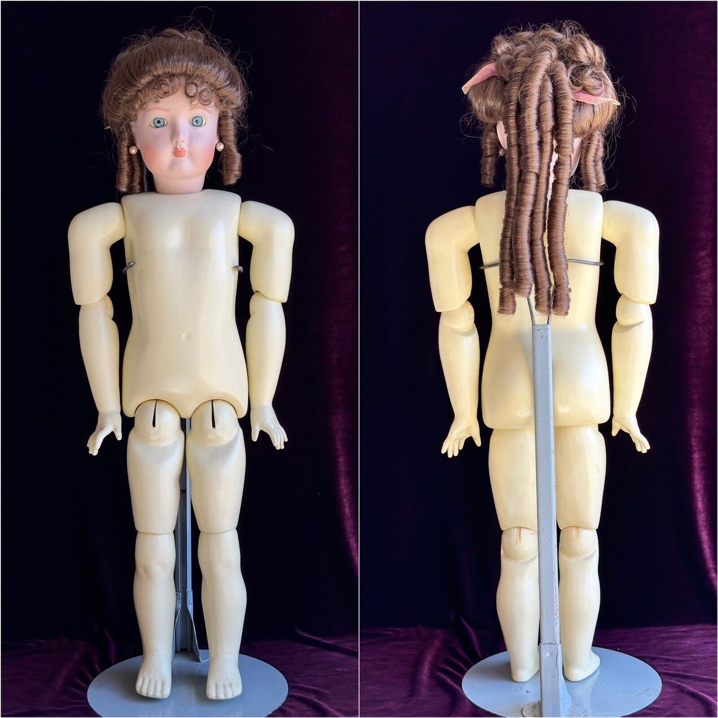 Large Vintage 31” Porcelain Reproduction of Antique French Fashion Doll