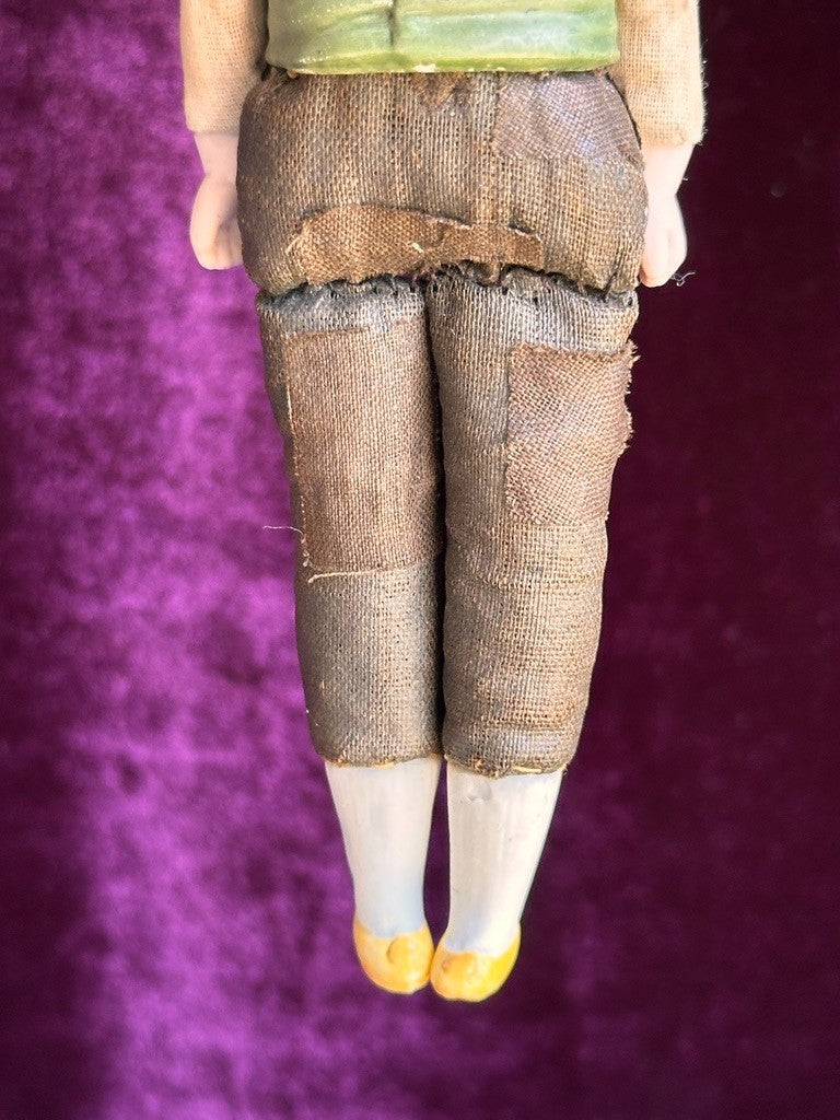 Pair Antique German Hertwig 6.5” Bisque Molded Torsos Character Dollhouse Dolls