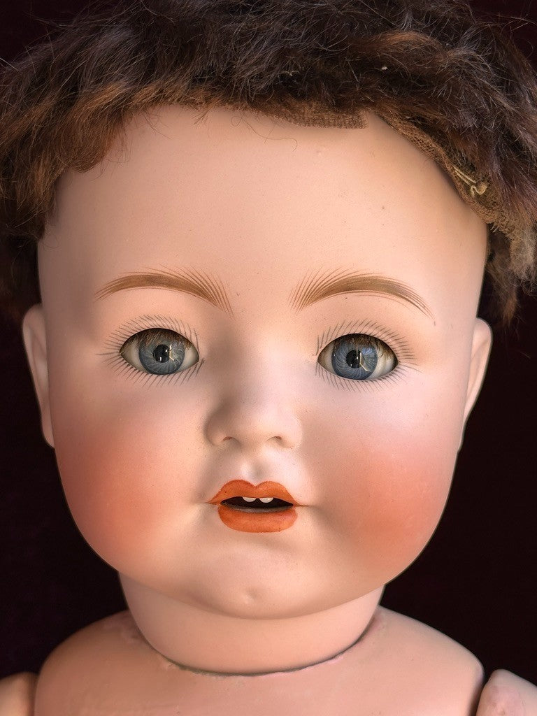 Rare Antique German 24" Bruno Schmidt 1294 Bisque Head Toddler Character Doll
