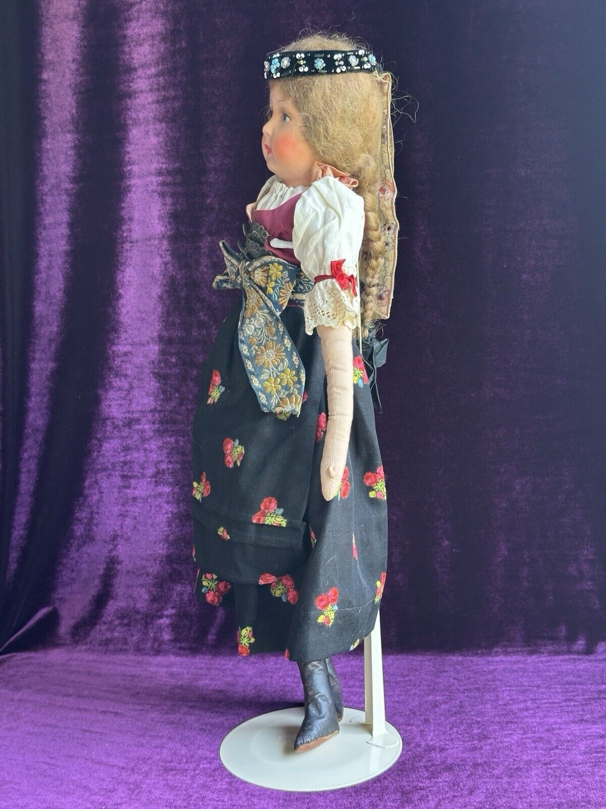 Antique Composition 23” Cloth Eastern European Boudoir Style Doll